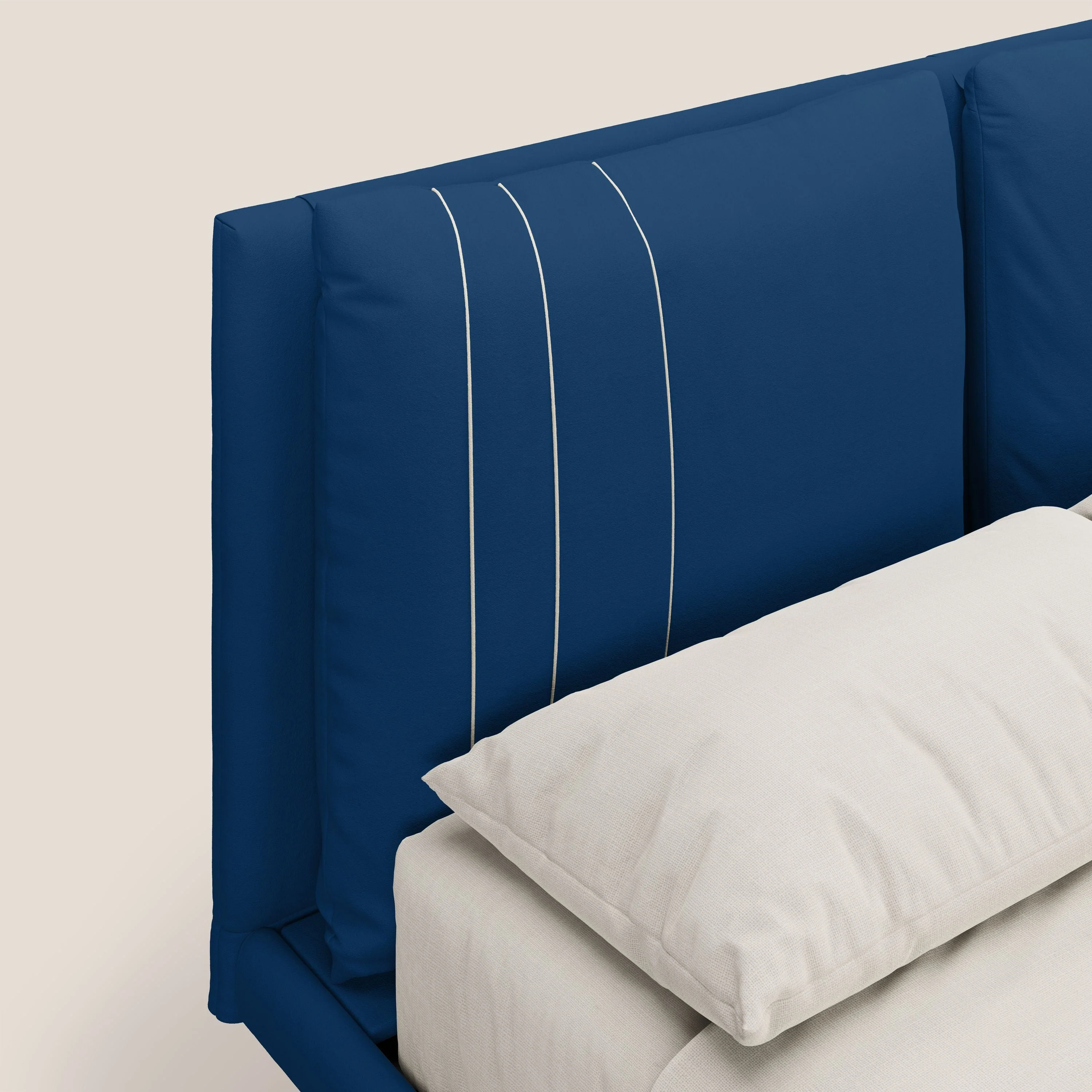 Giselle lit moderne avec coussins tête de lit réglables avec poches en microfibre imperméable T11 bleu - Image 6