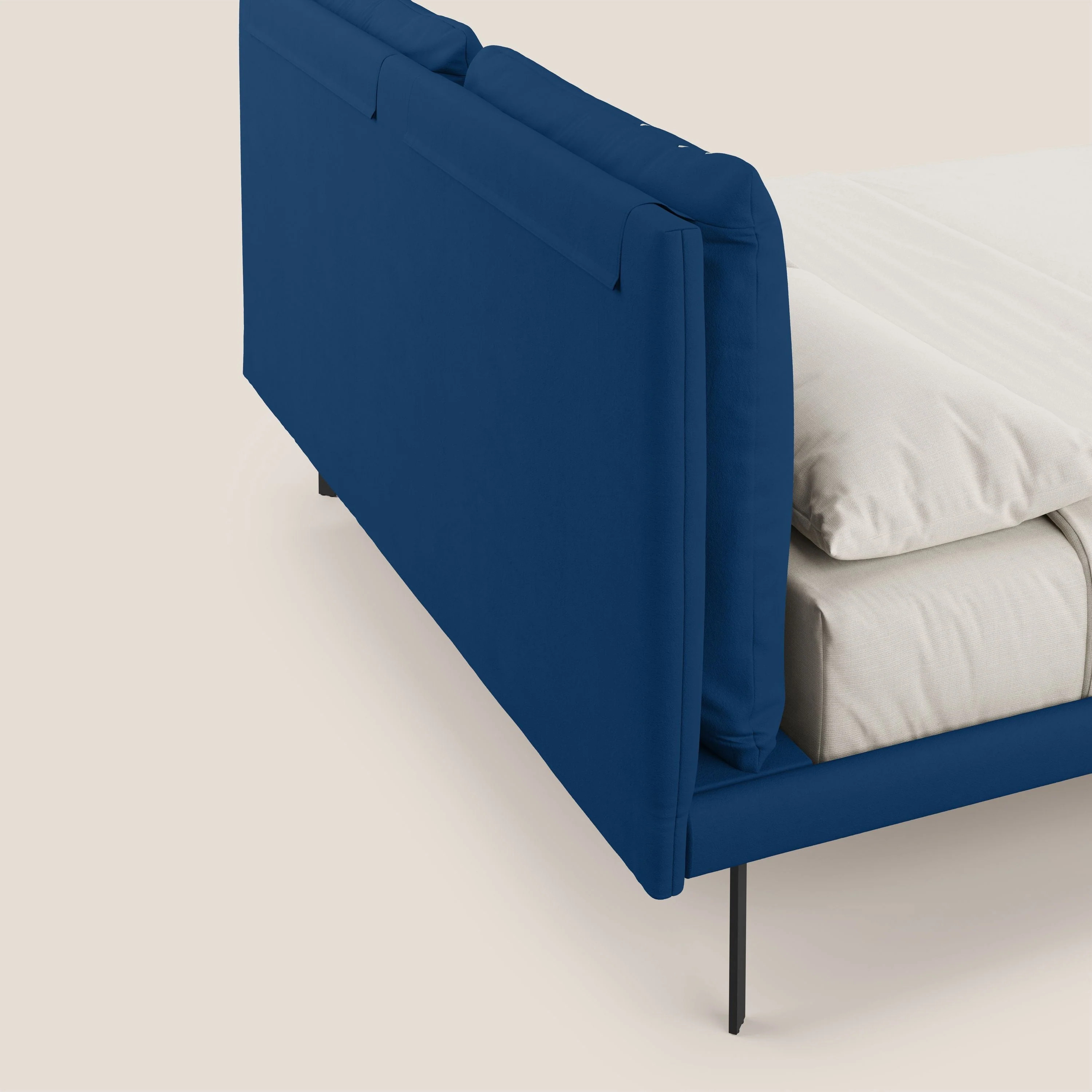 Giselle lit moderne avec coussins tête de lit réglables avec poches en microfibre imperméable T11 bleu - Image 7