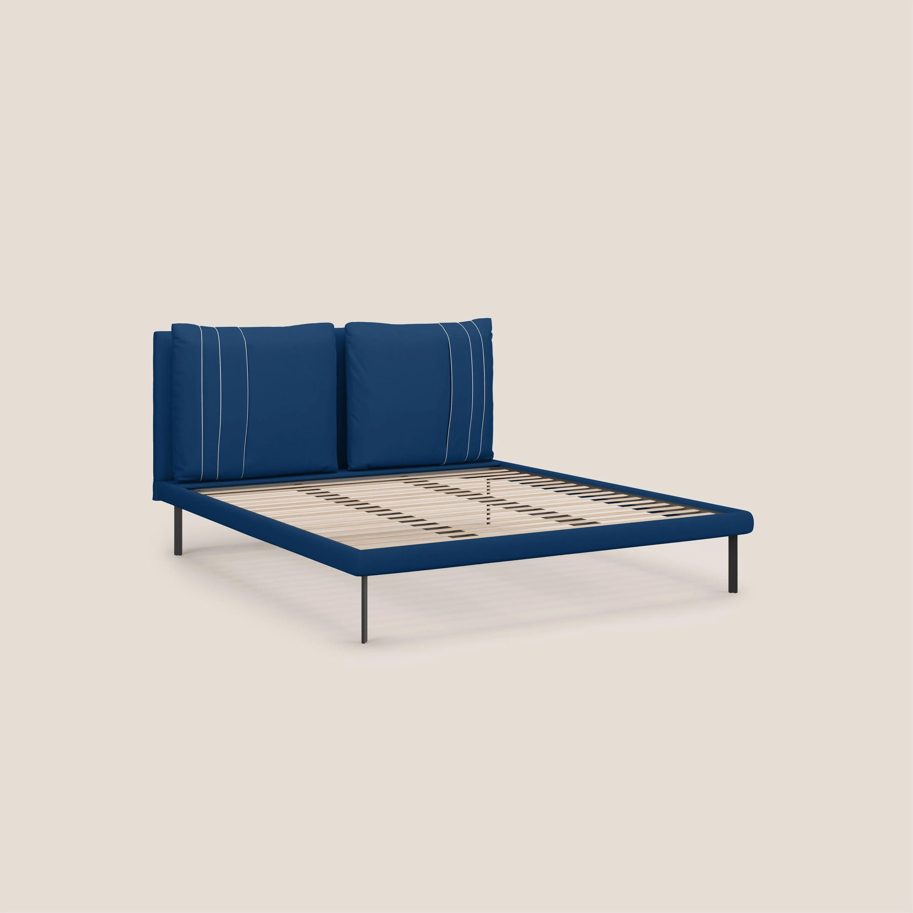 Giselle lit moderne avec coussins tête de lit réglables avec poches en microfibre imperméable T11 bleu - Image 8