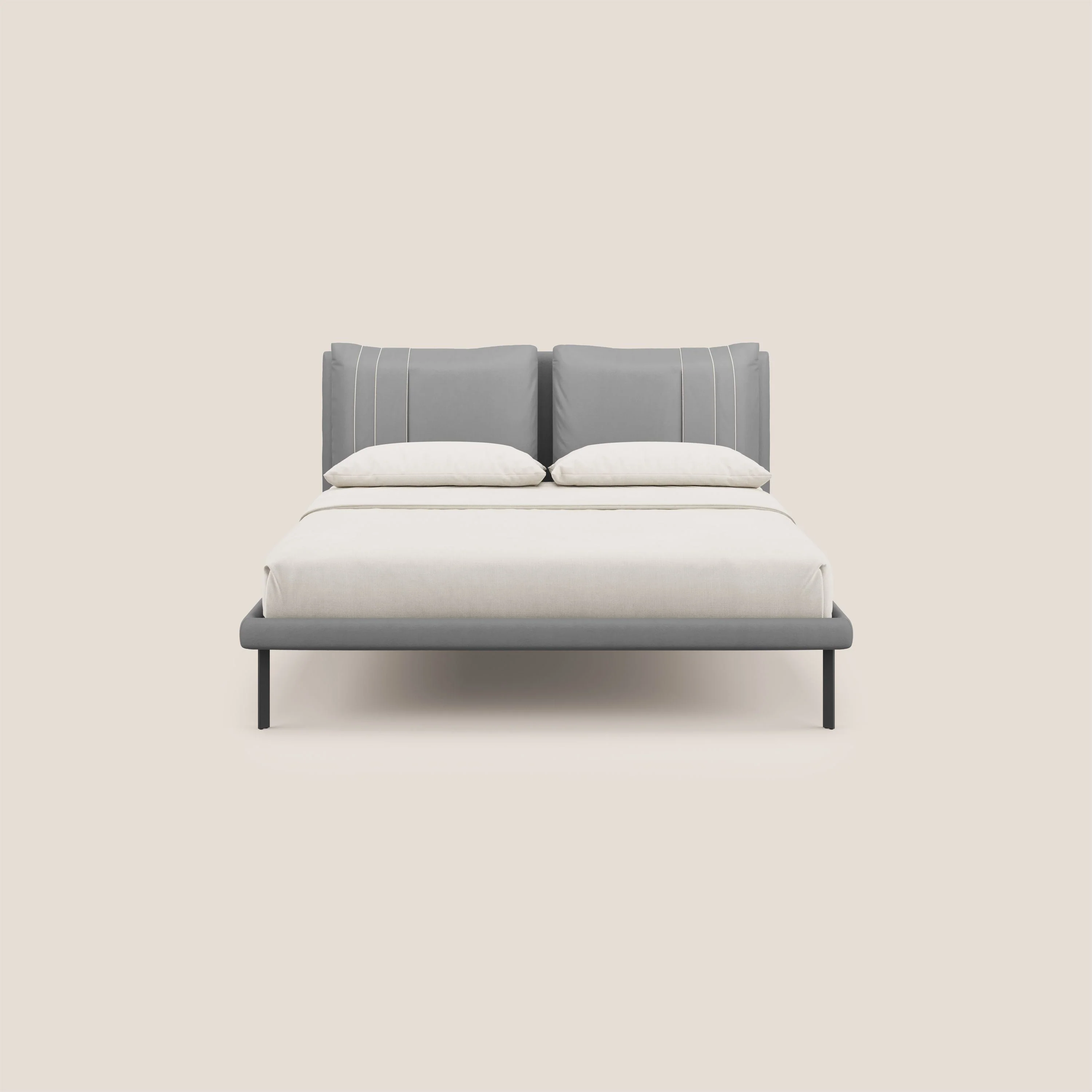 Giselle lit moderne avec coussins tête de lit réglables avec poches en microfibre imperméable T11 gris - Image 2