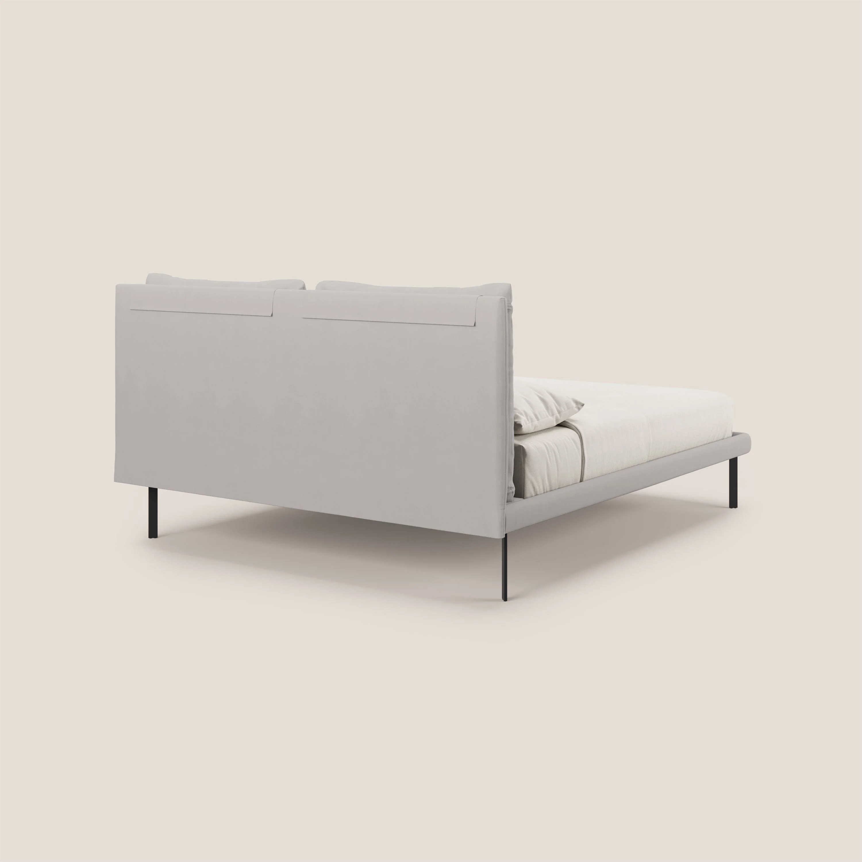 Giselle lit moderne avec coussins tête de lit réglables avec poches en microfibre imperméable T11 gris clair - Image 5