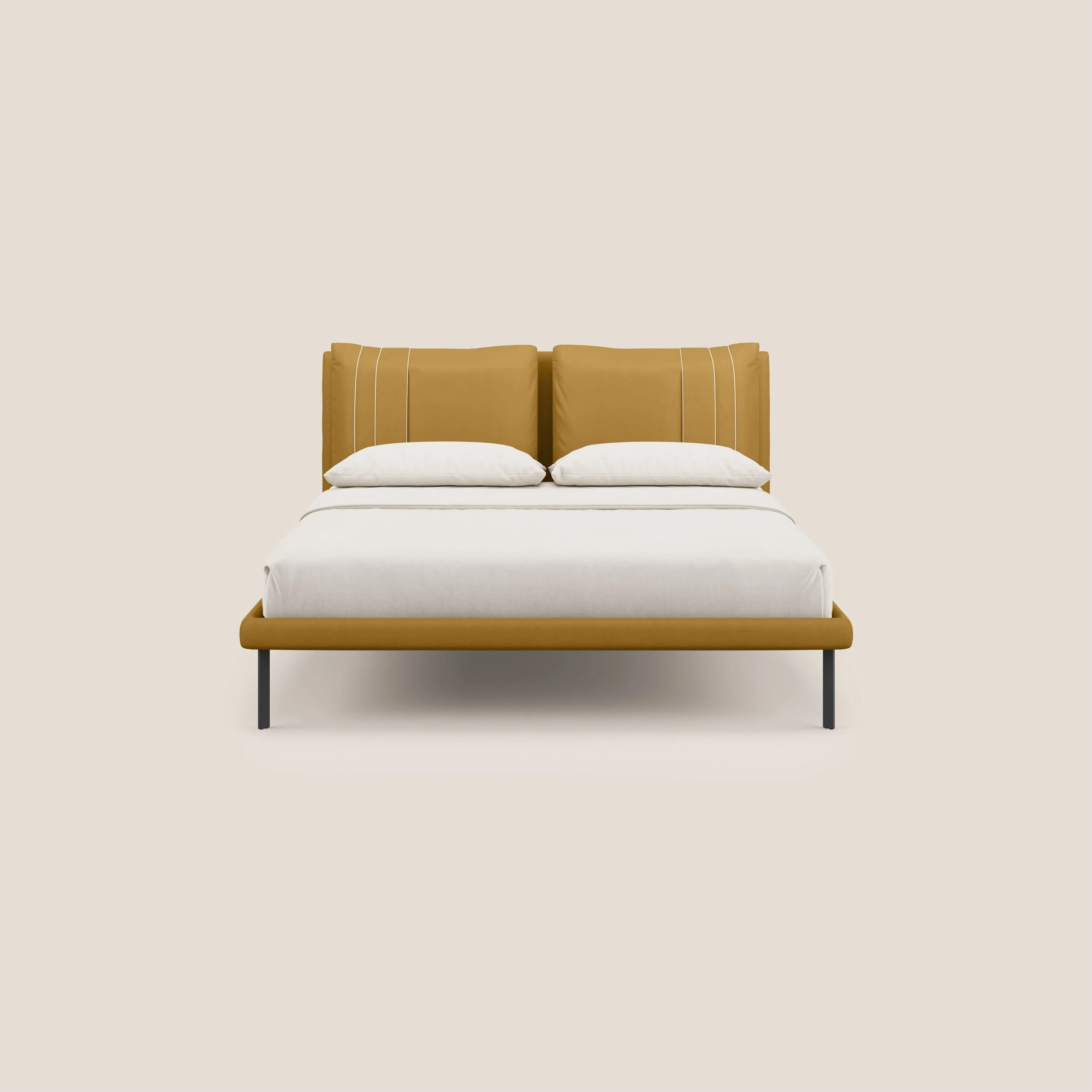 Giselle lit moderne avec coussins tête de lit réglables avec poches en microfibre imperméable T11 jaune - Image 2