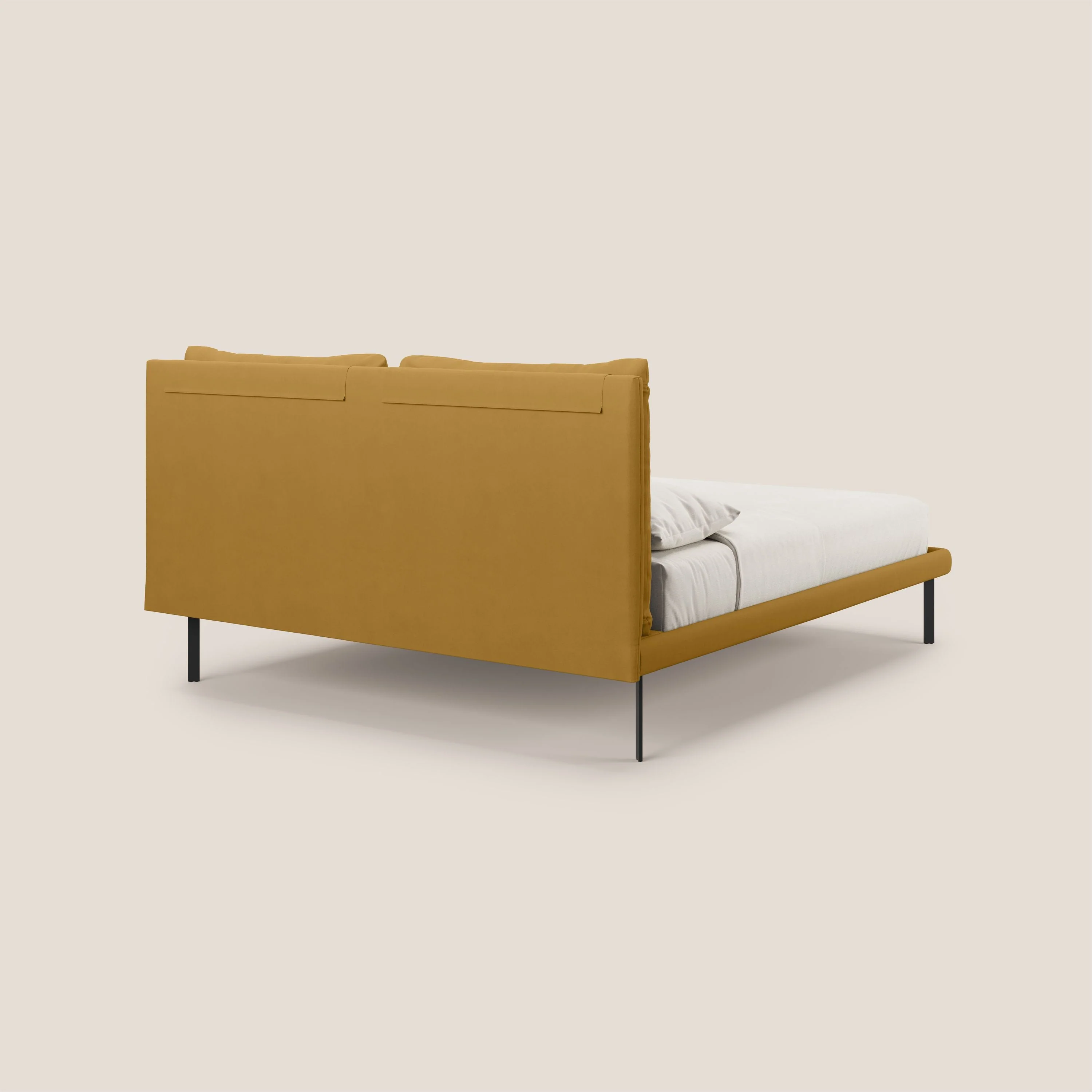 Giselle lit moderne avec coussins tête de lit réglables avec poches en microfibre imperméable T11 jaune - Image 5