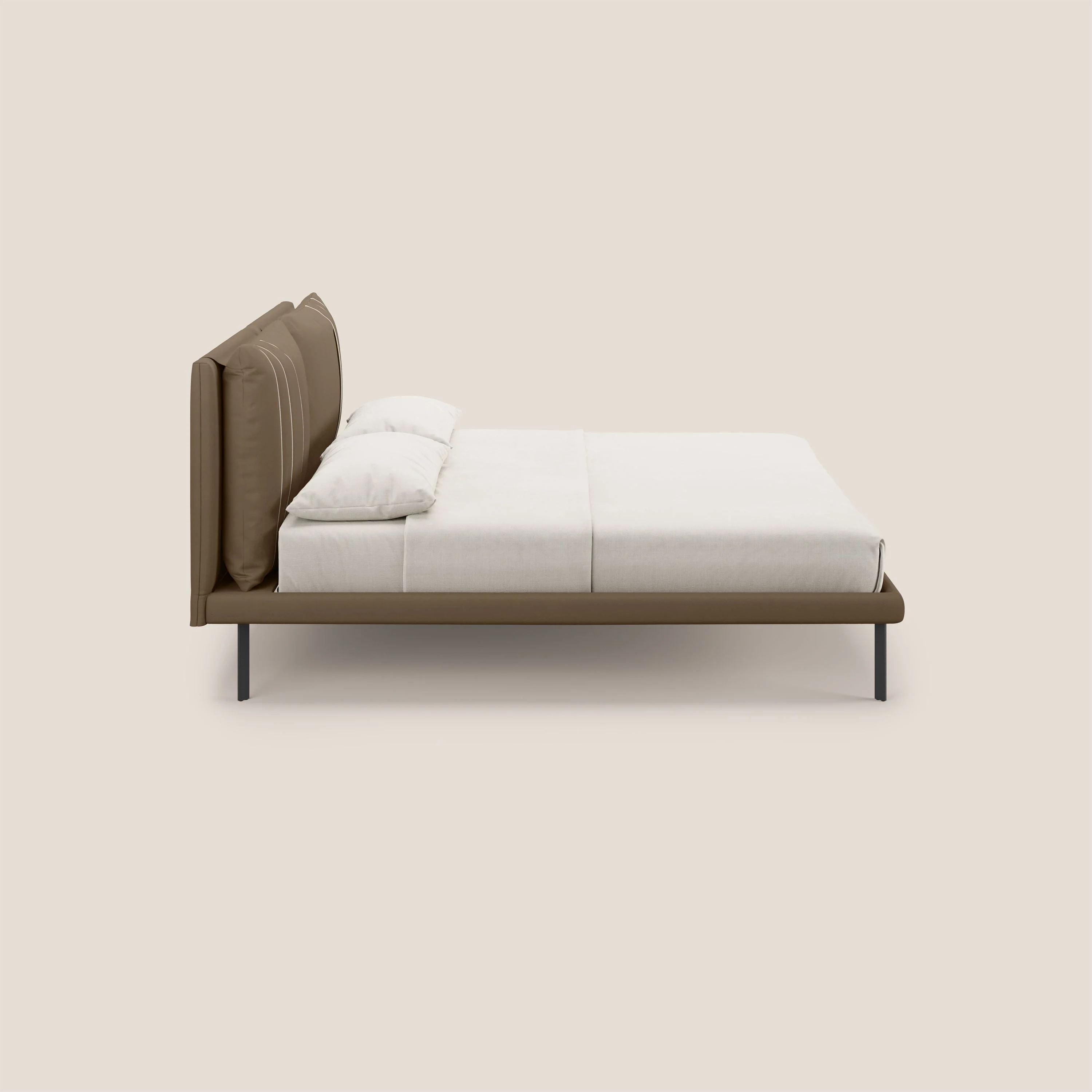 Giselle lit moderne avec coussins tête de lit réglables avec poches en microfibre imperméable T11 marron - Image 4
