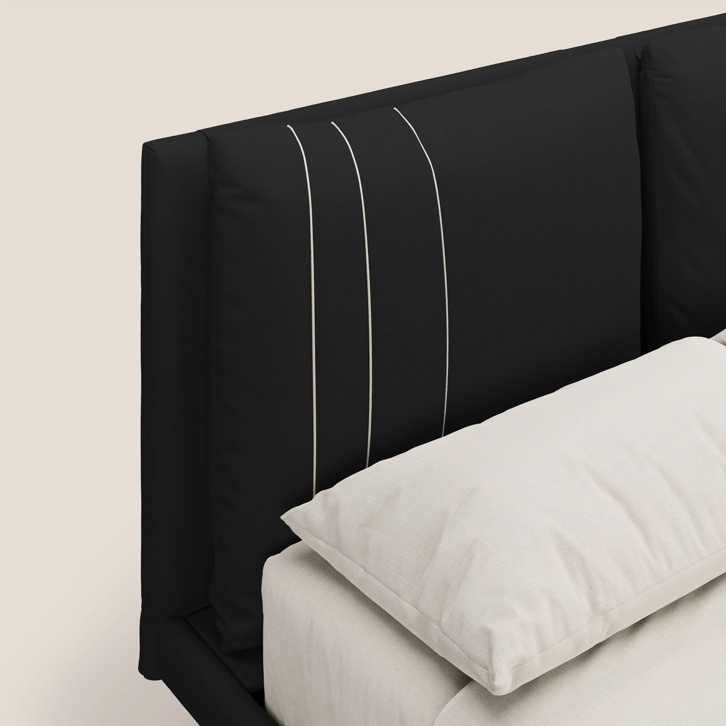 Giselle lit moderne avec coussins tête de lit réglables avec poches en microfibre imperméable T11 noir - Image 6