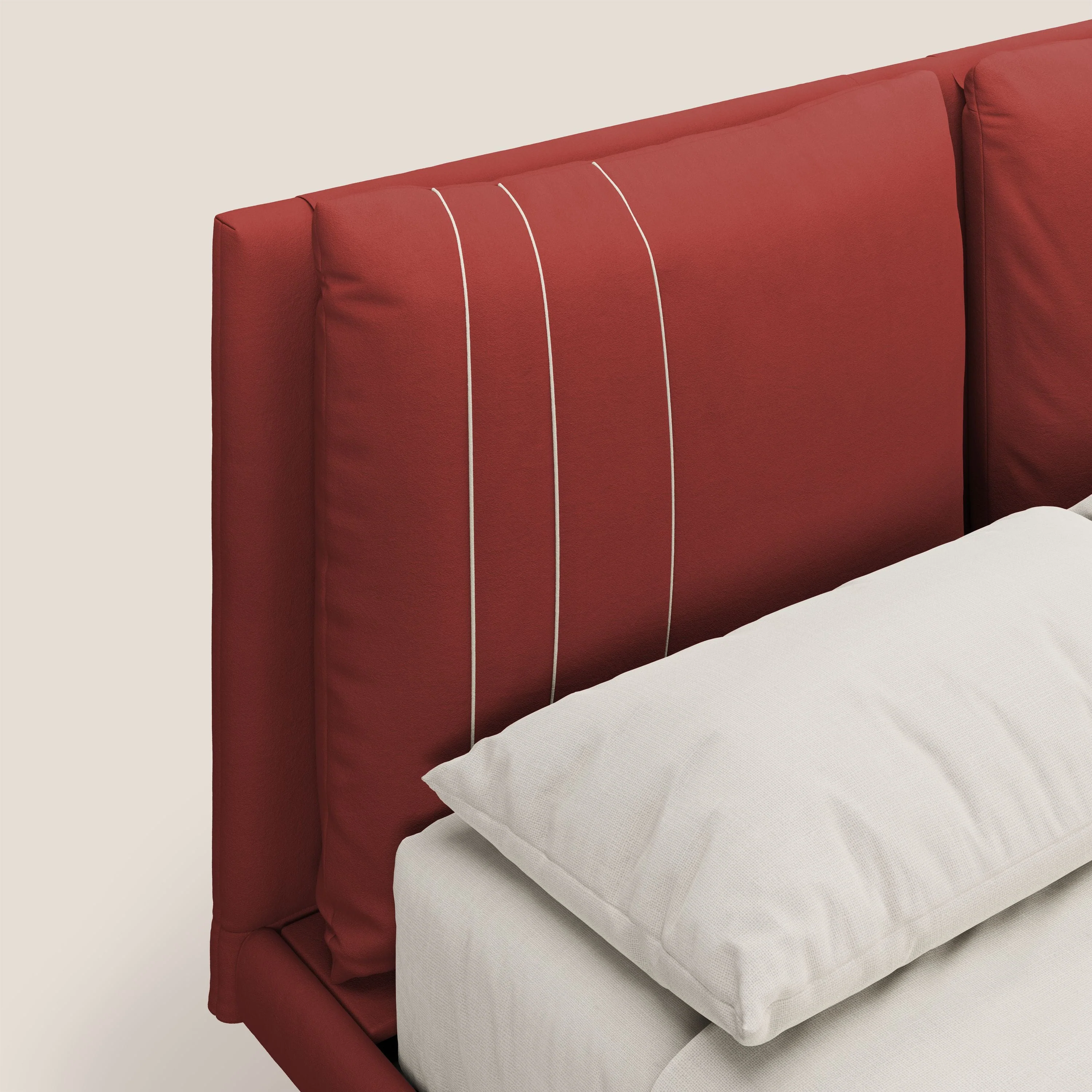 Giselle lit moderne avec coussins tête de lit réglables avec poches en microfibre imperméable T11 rouge - Image 5