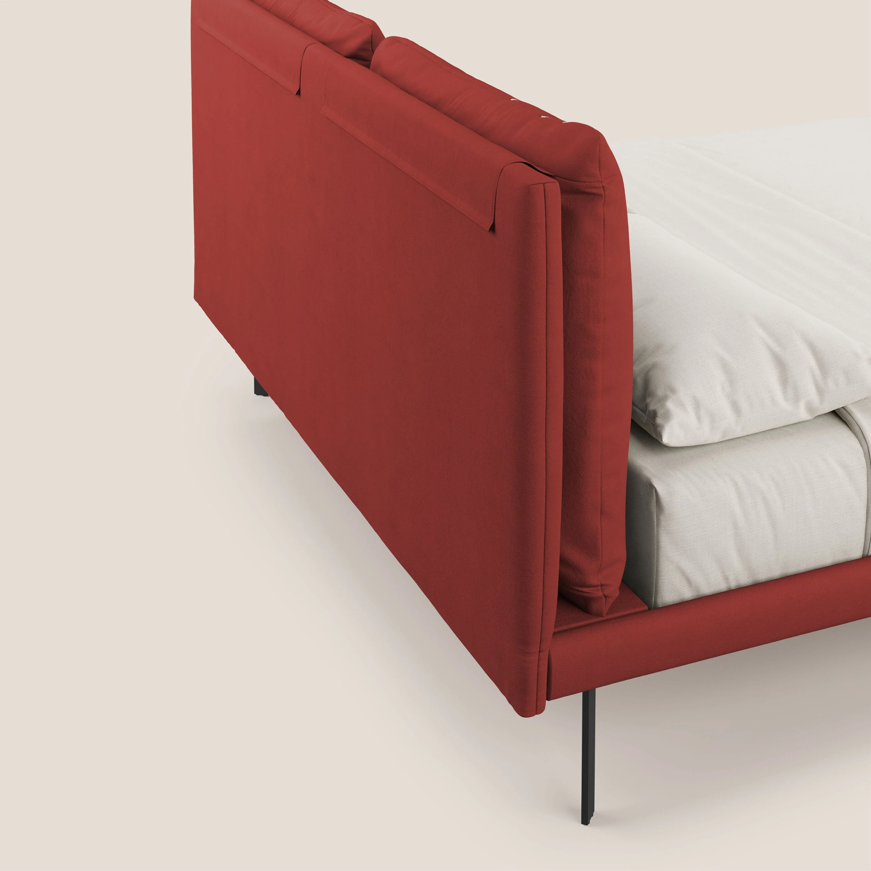 Giselle lit moderne avec coussins tête de lit réglables avec poches en microfibre imperméable T11 rouge - Image 6