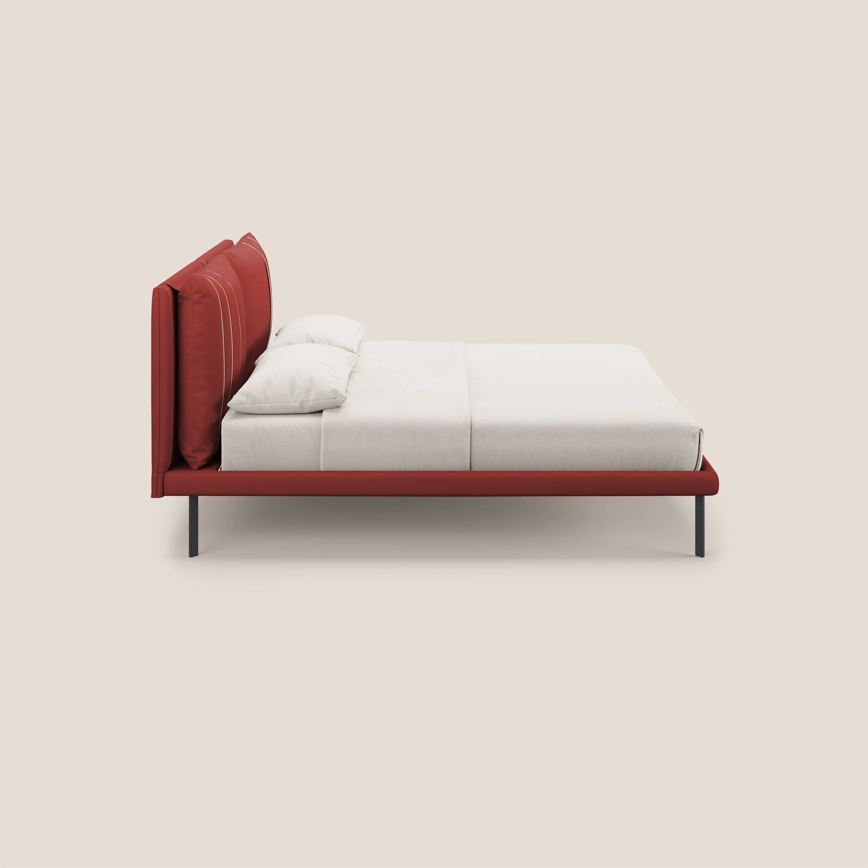 Giselle lit moderne avec coussins tête de lit réglables avec poches en microfibre imperméable T11 rouge - Image 9