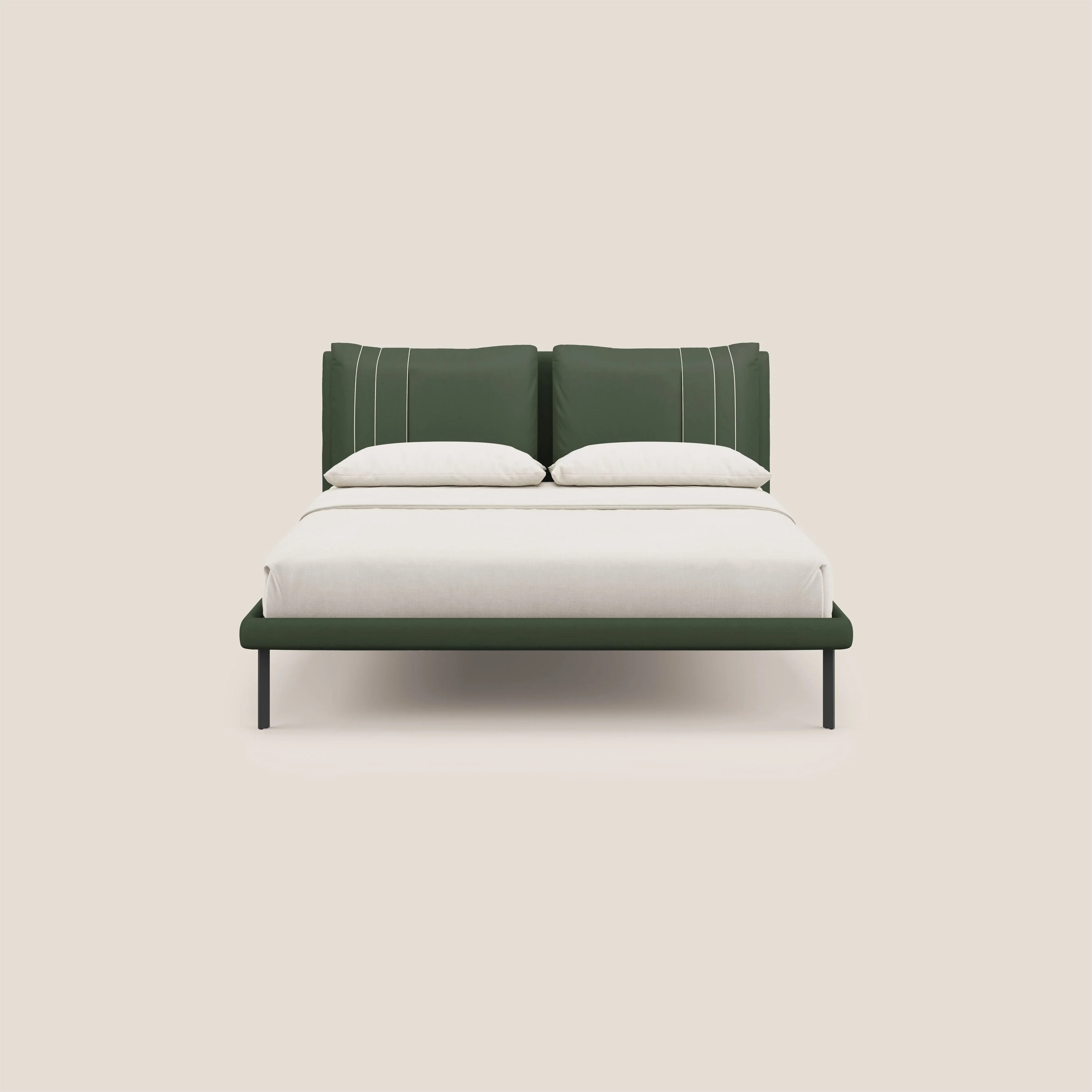 Giselle lit moderne avec coussins tête de lit réglables avec poches en microfibre imperméable T11 vert - Image 2