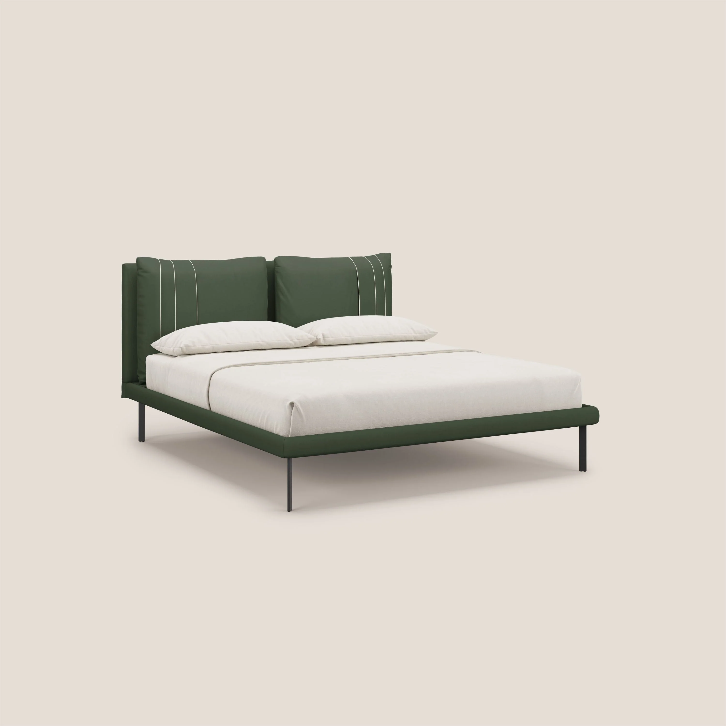 Giselle lit moderne avec coussins tête de lit réglables avec poches en microfibre imperméable T11 vert - Image 3
