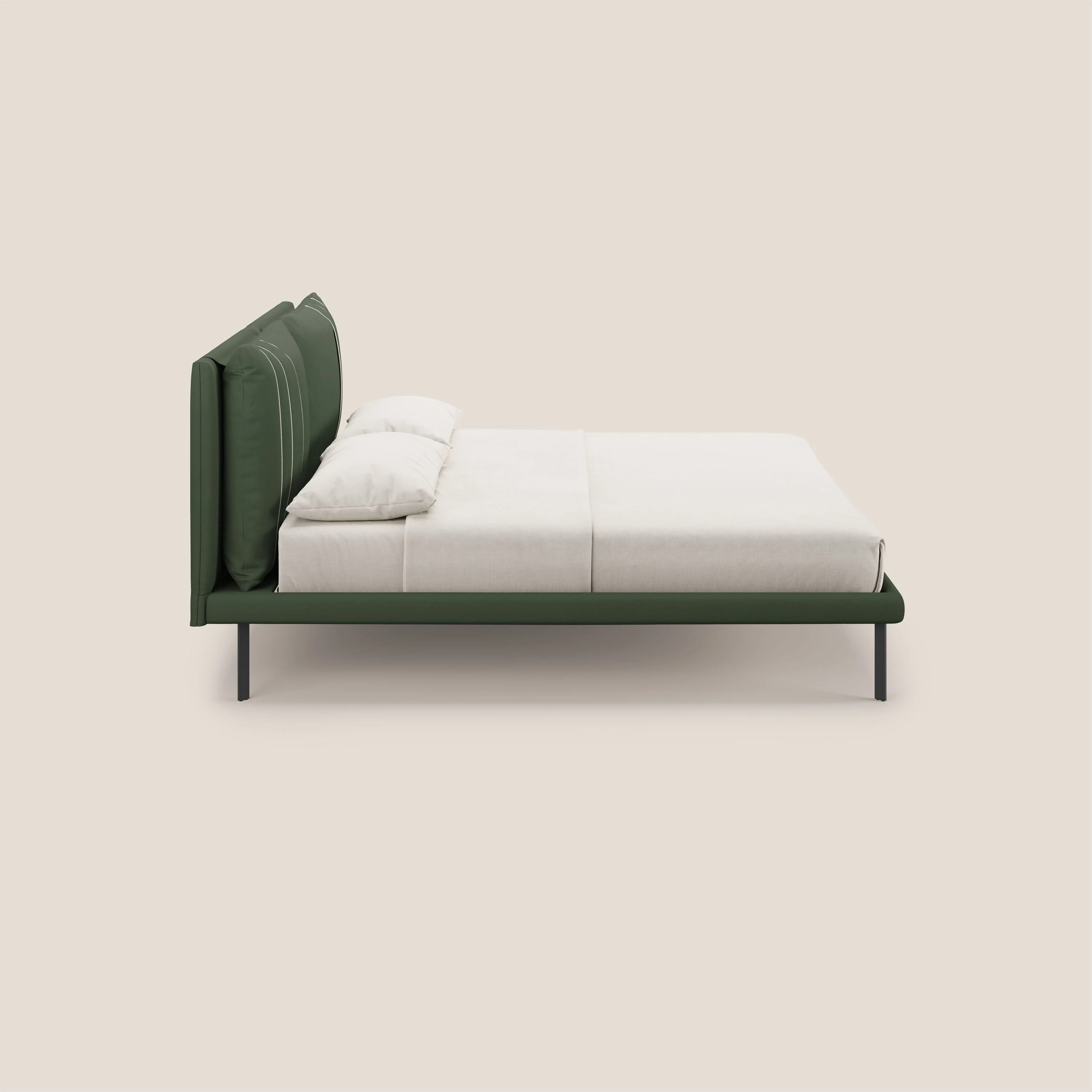 Giselle lit moderne avec coussins tête de lit réglables avec poches en microfibre imperméable T11 vert - Image 4