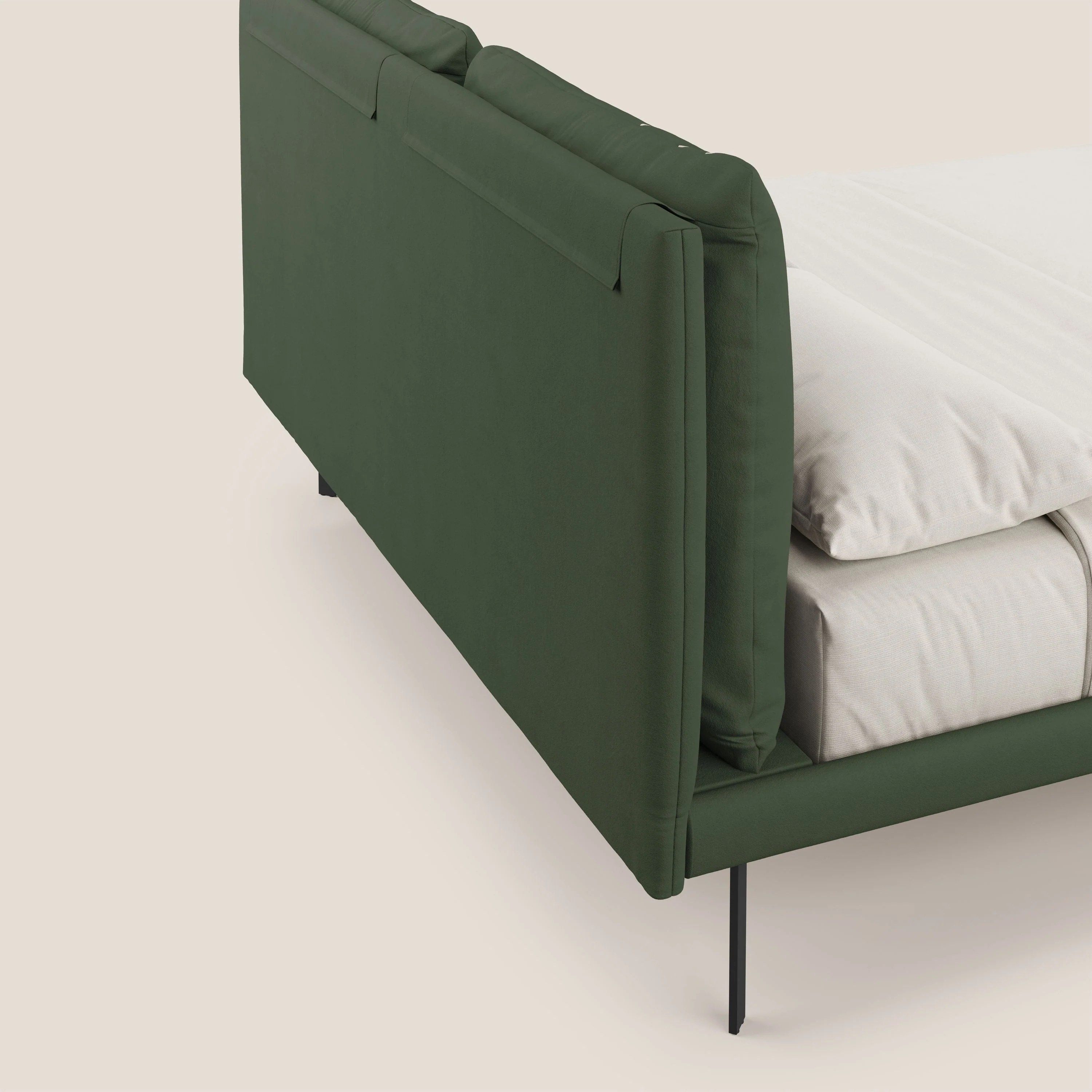 Giselle lit moderne avec coussins tête de lit réglables avec poches en microfibre imperméable T11 vert - Image 7