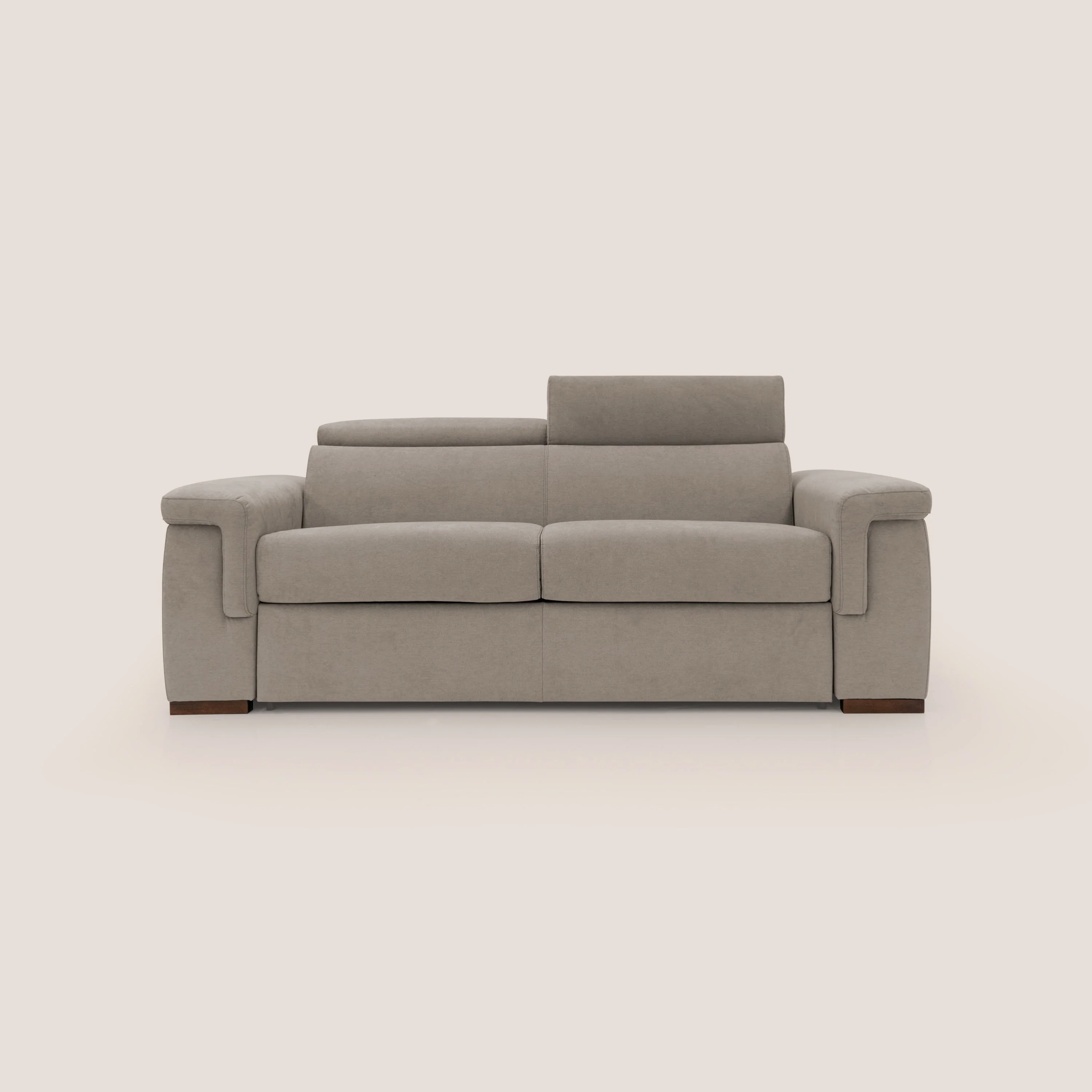 Giunone canapĂ© convertible avec matelas de 18 cm et tĂȘtiĂšres inclinables en tissu impermĂ©able T02 beige