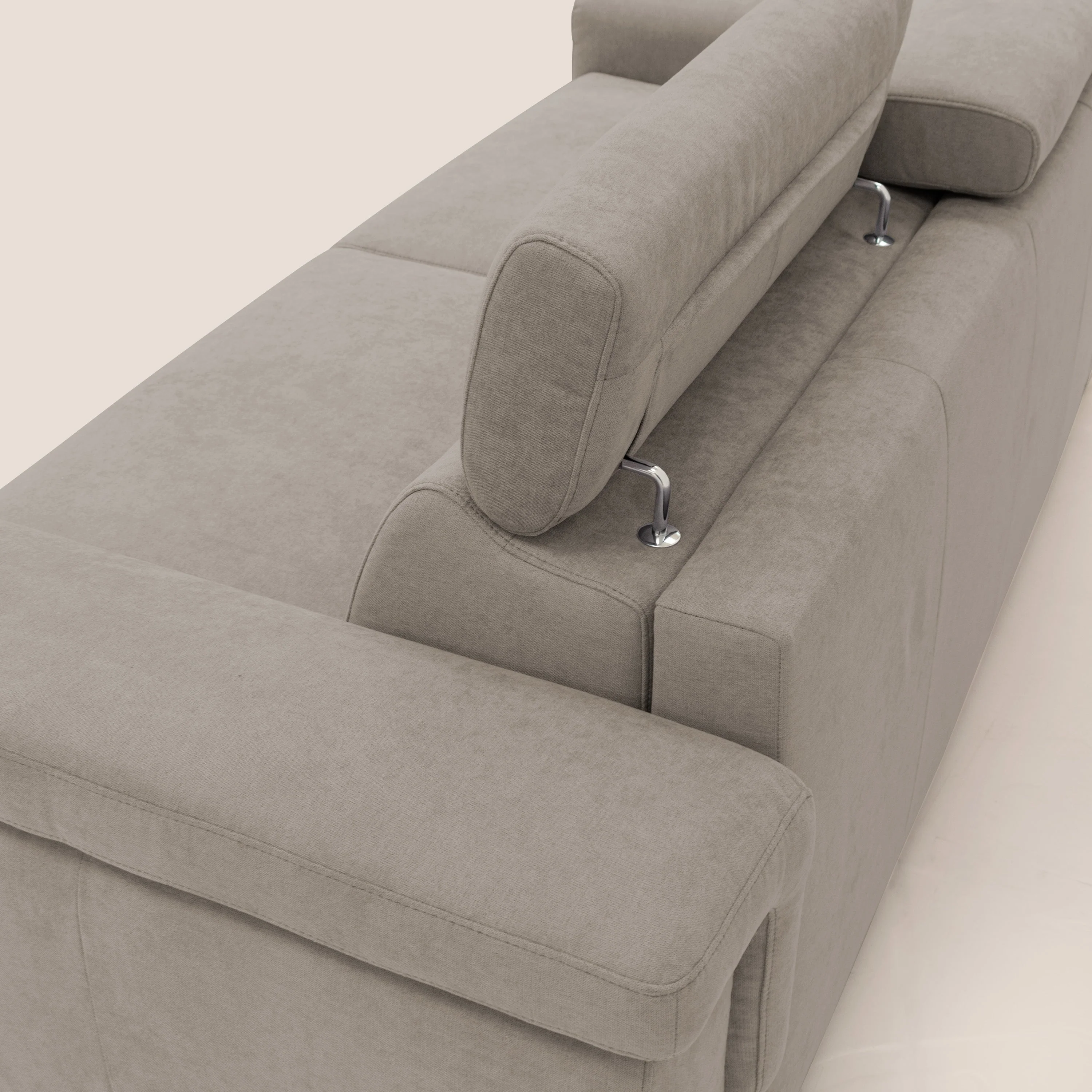 Giunone canapĂ© convertible avec matelas de 18 cm et tĂȘtiĂšres inclinables en tissu impermĂ©able T02 beige - Image 11