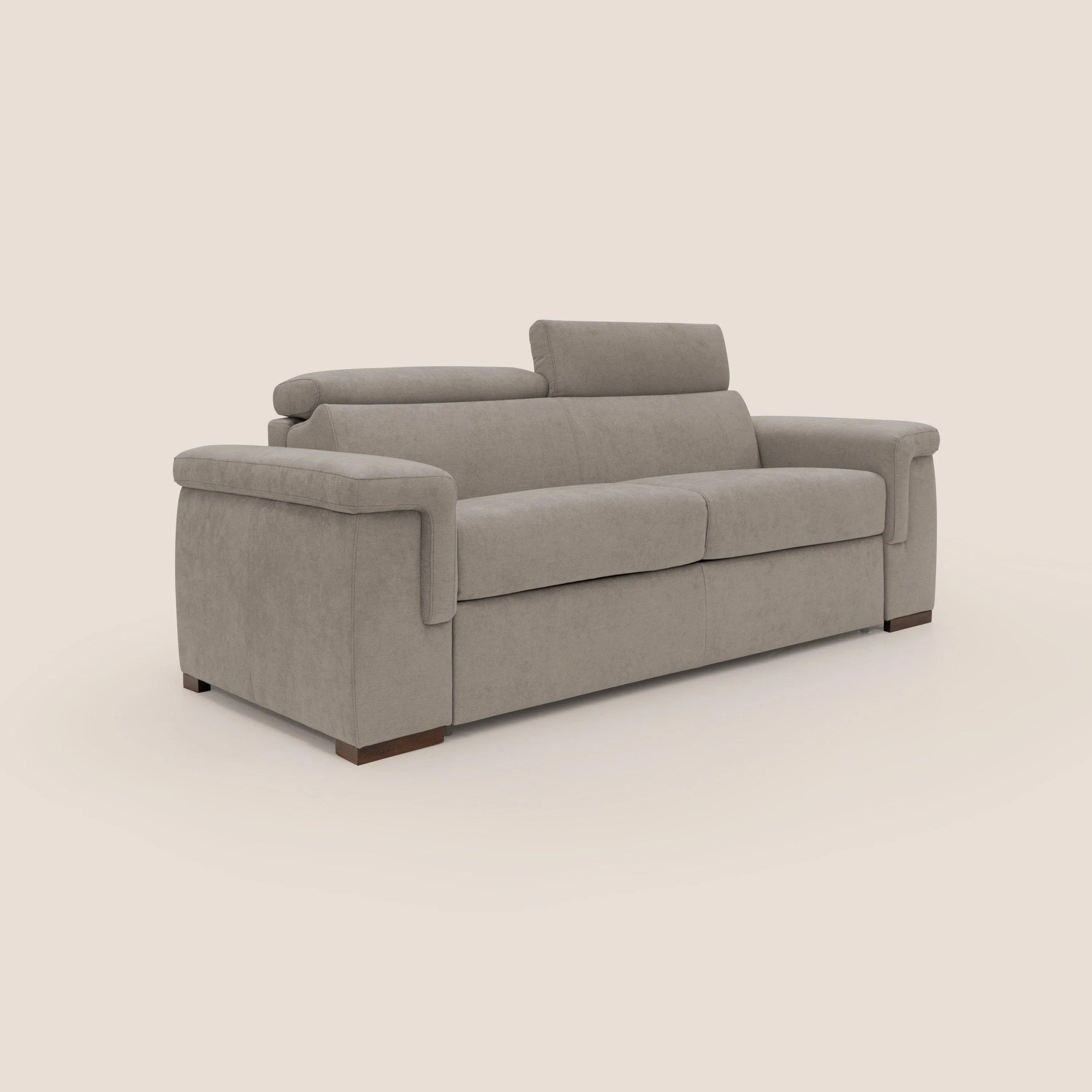 Giunone canapĂ© convertible avec matelas de 18 cm et tĂȘtiĂšres inclinables en tissu impermĂ©able T02 beige - Image 4
