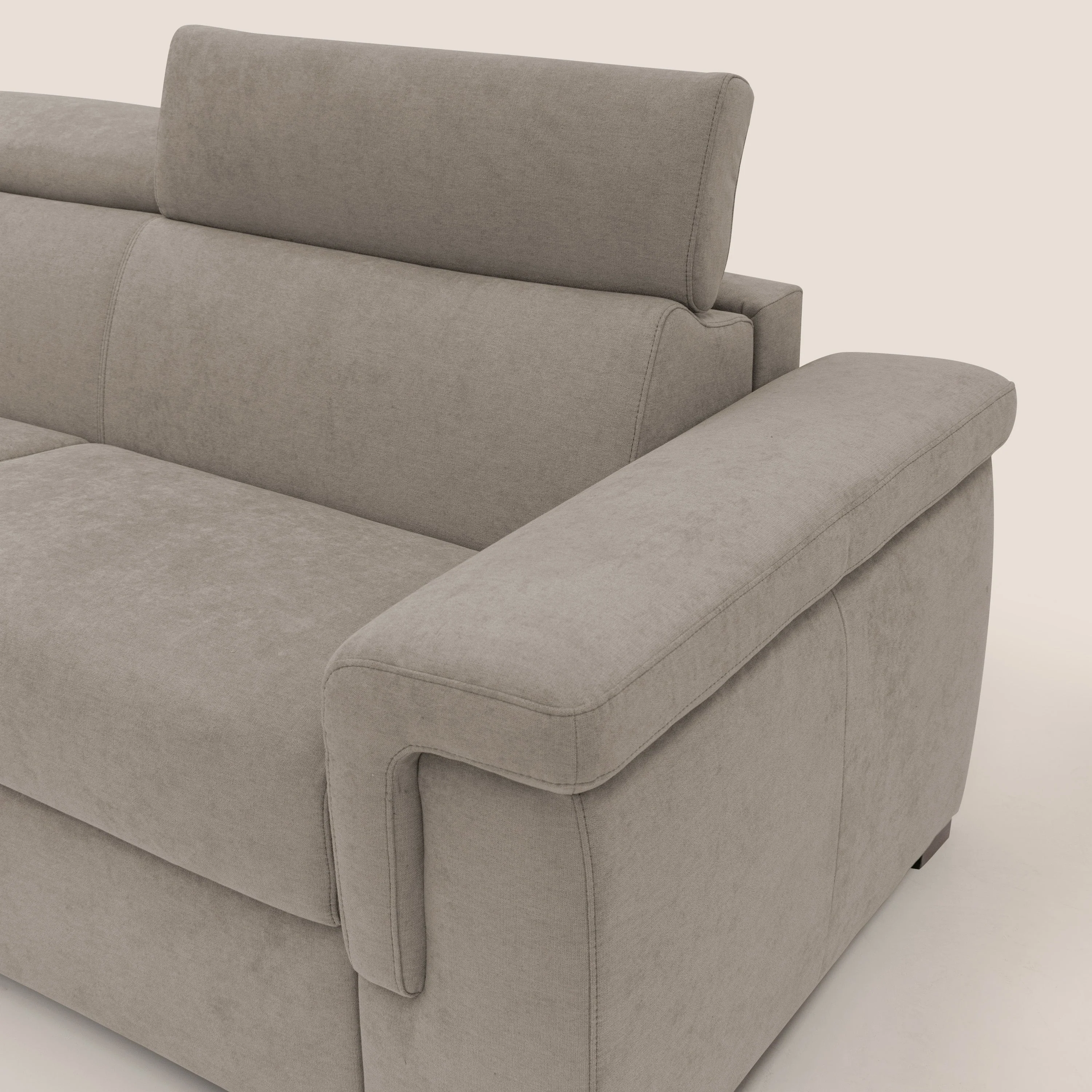 Giunone canapĂ© convertible avec matelas de 18 cm et tĂȘtiĂšres inclinables en tissu impermĂ©able T02 beige - Image 5