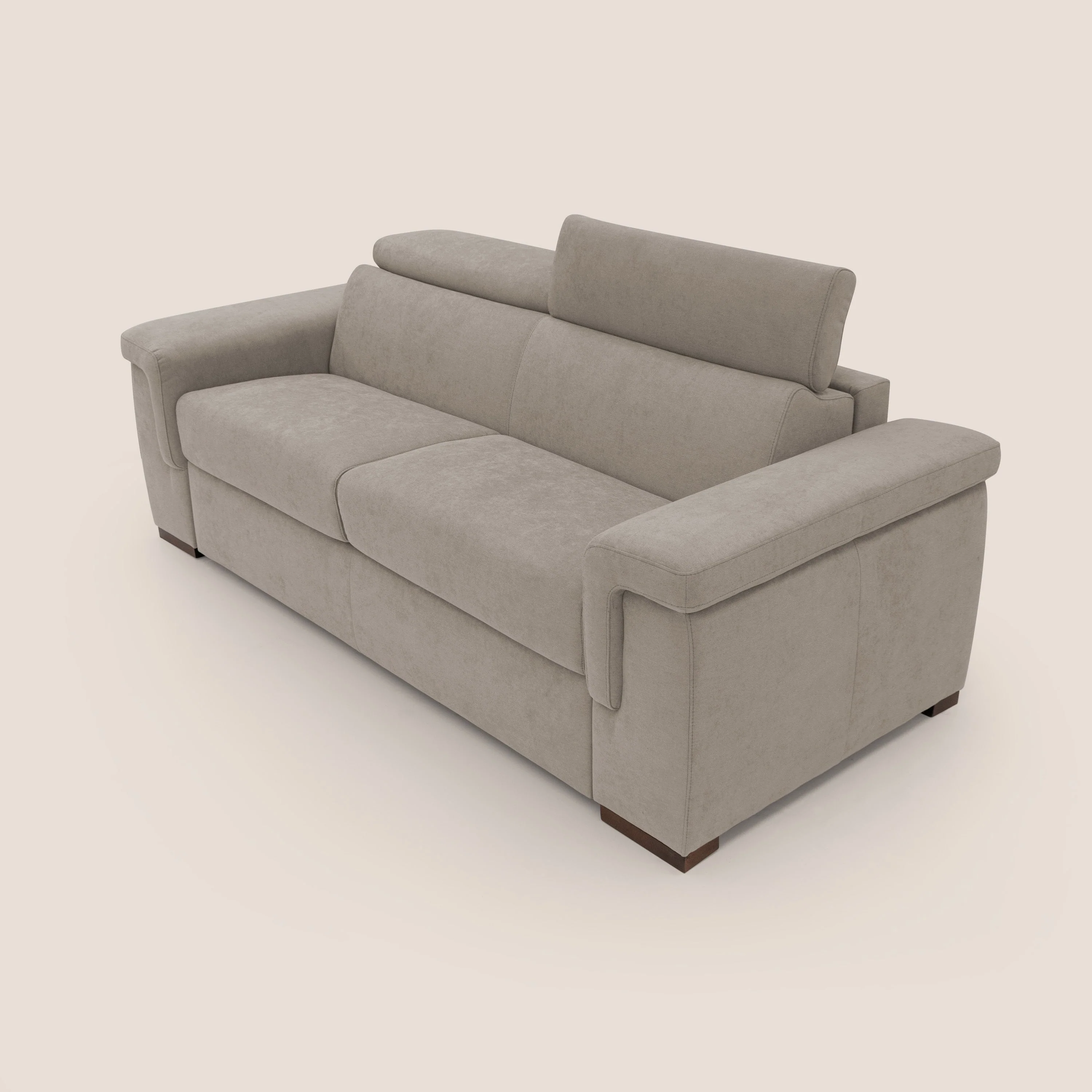 Giunone canapĂ© convertible avec matelas de 18 cm et tĂȘtiĂšres inclinables en tissu impermĂ©able T02 beige - Image 6