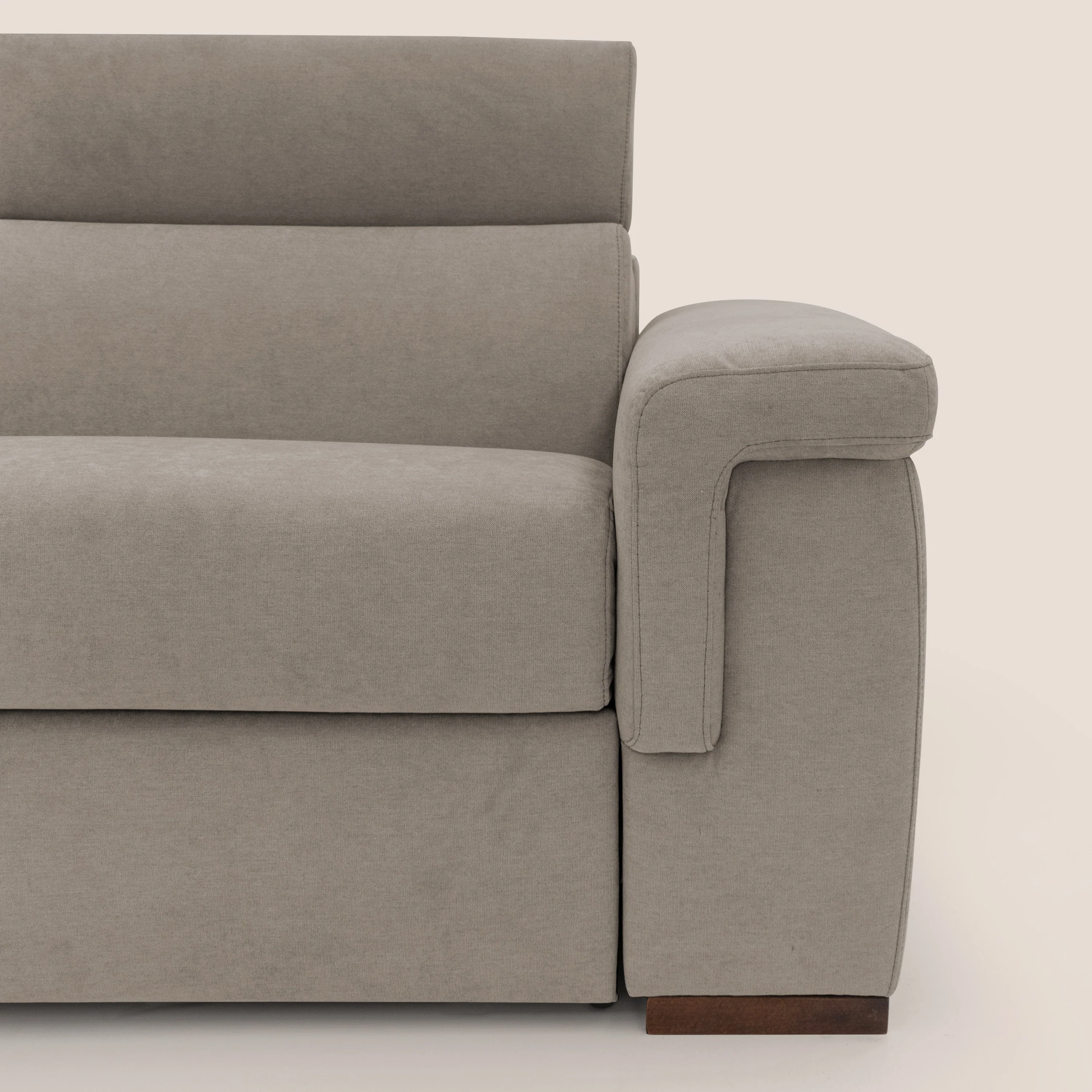 Giunone canapĂ© convertible avec matelas de 18 cm et tĂȘtiĂšres inclinables en tissu impermĂ©able T02 beige - Image 8