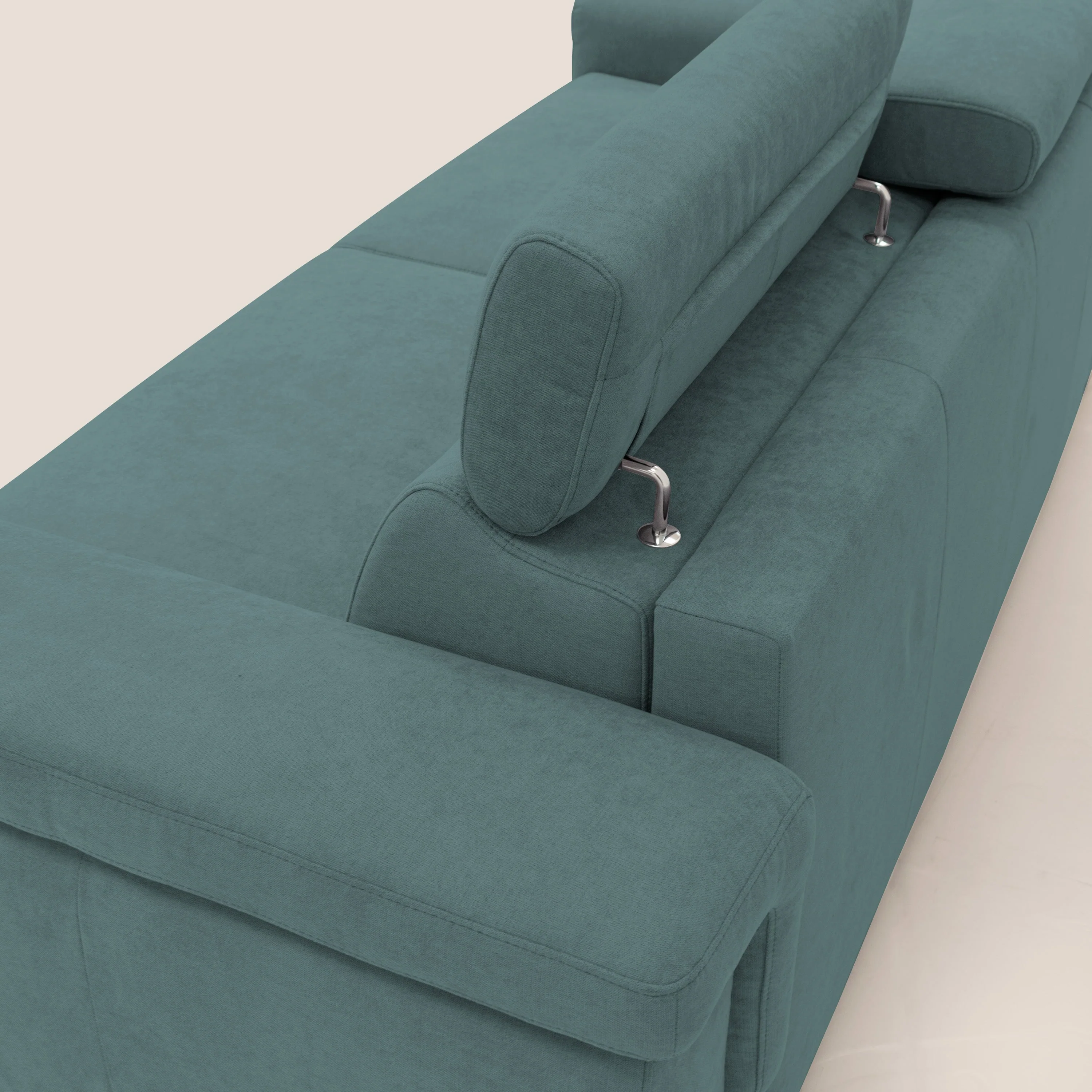 Giunone canapé convertible avec matelas de 18 cm et têtières inclinables en tissu imperméable T02 bleu canard - Image 11