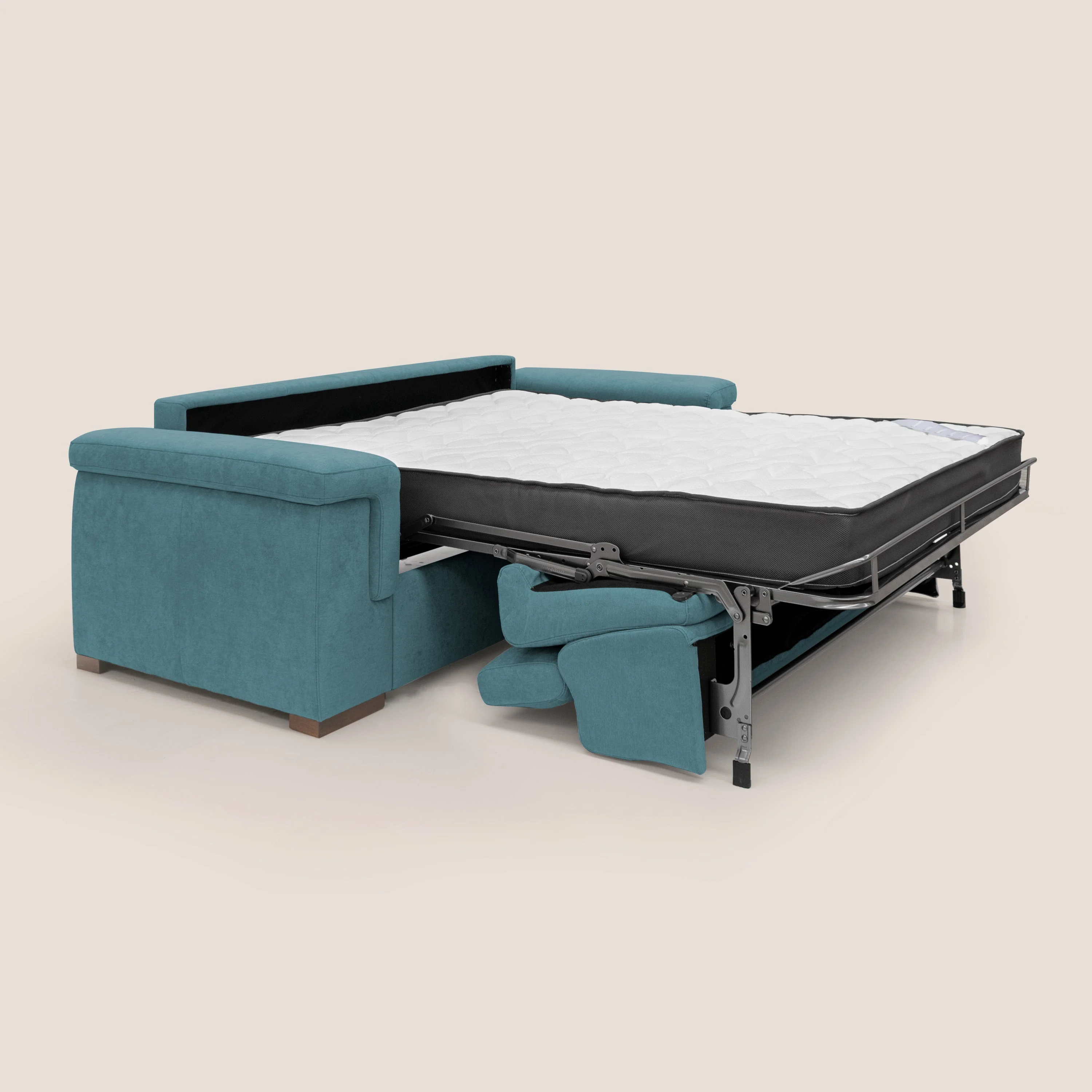 Giunone canapé convertible avec matelas de 18 cm et têtières inclinables en tissu imperméable T02 bleu ciel - Image 2