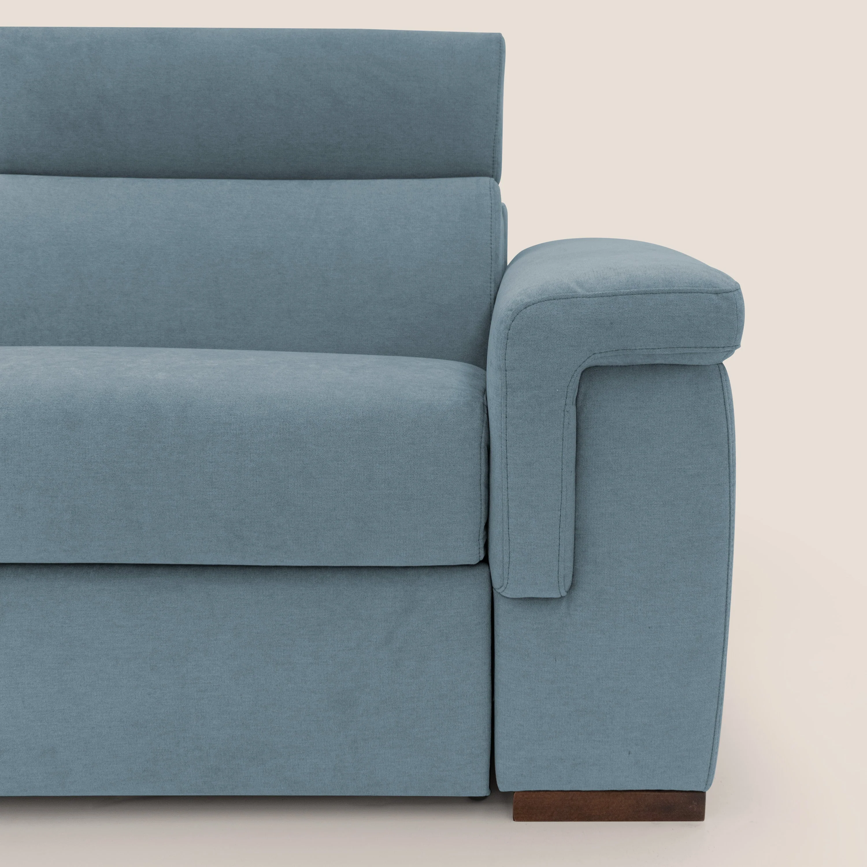 Giunone canapĂ© convertible avec matelas de 18 cm et tĂȘtiĂšres inclinables en tissu impermĂ©able T02 bleu pastel - Image 10