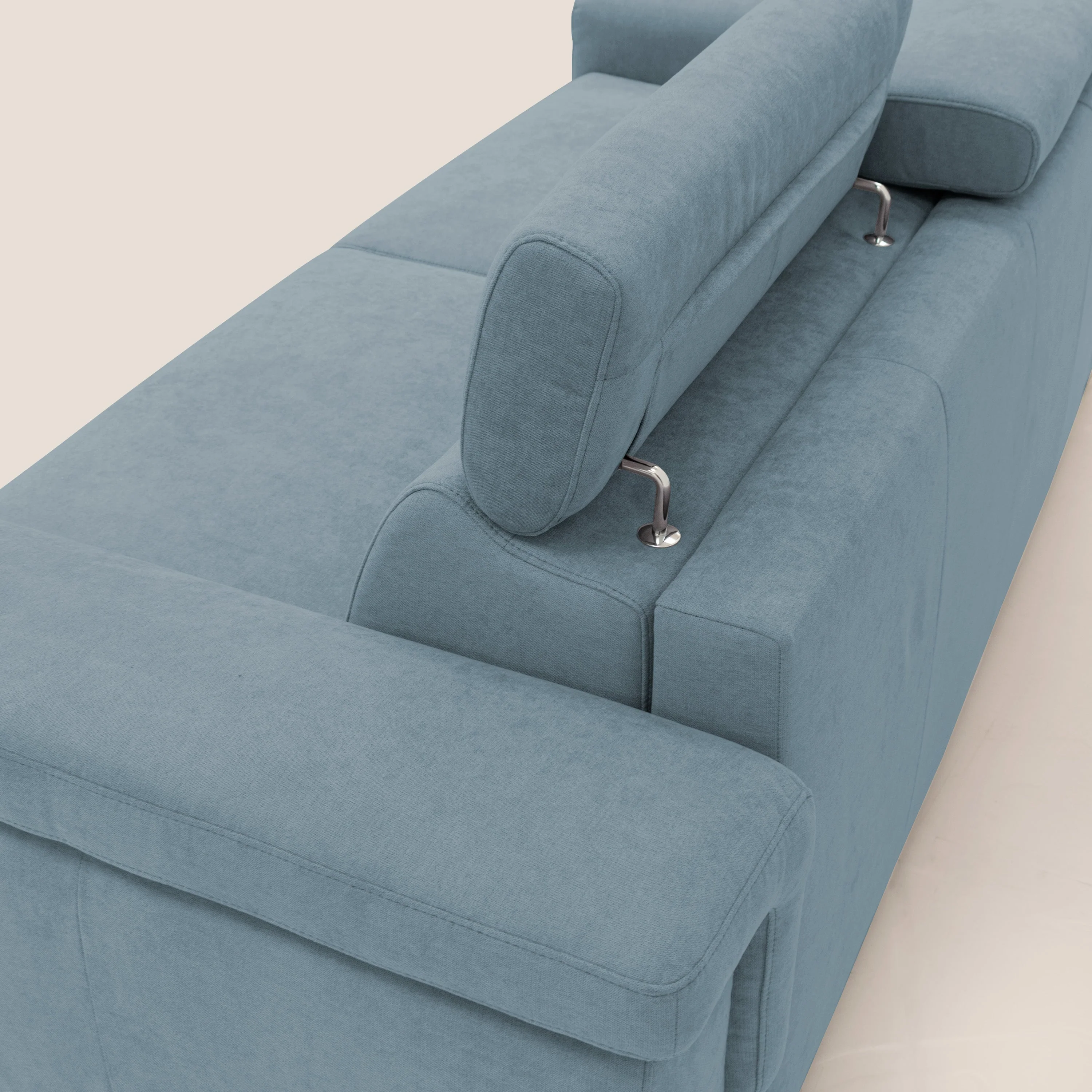 Giunone canapĂ© convertible avec matelas de 18 cm et tĂȘtiĂšres inclinables en tissu impermĂ©able T02 bleu pastel - Image 13