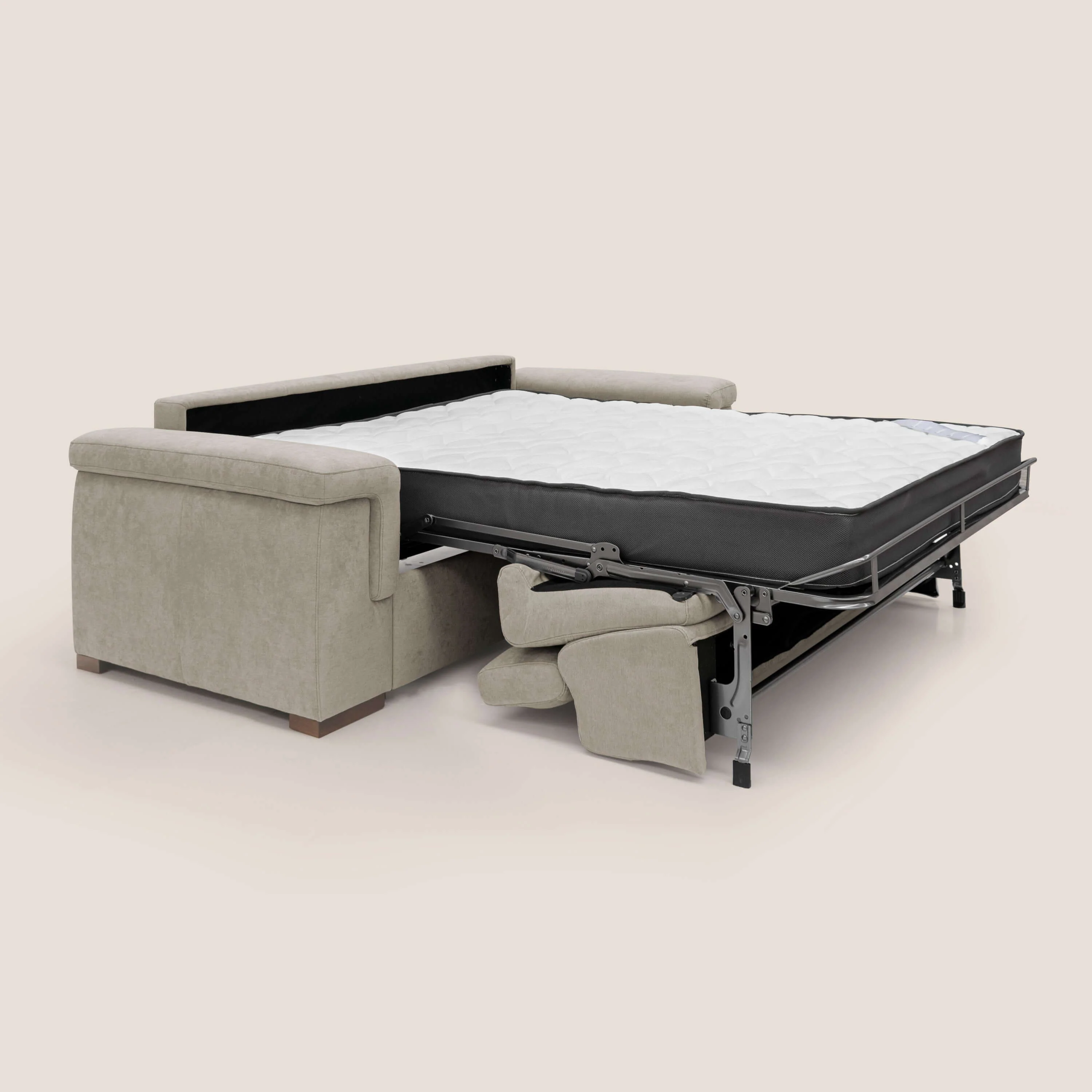 Giunone canapé convertible avec matelas de 18 cm et têtières inclinables en tissu imperméable T02 crème - Image 3