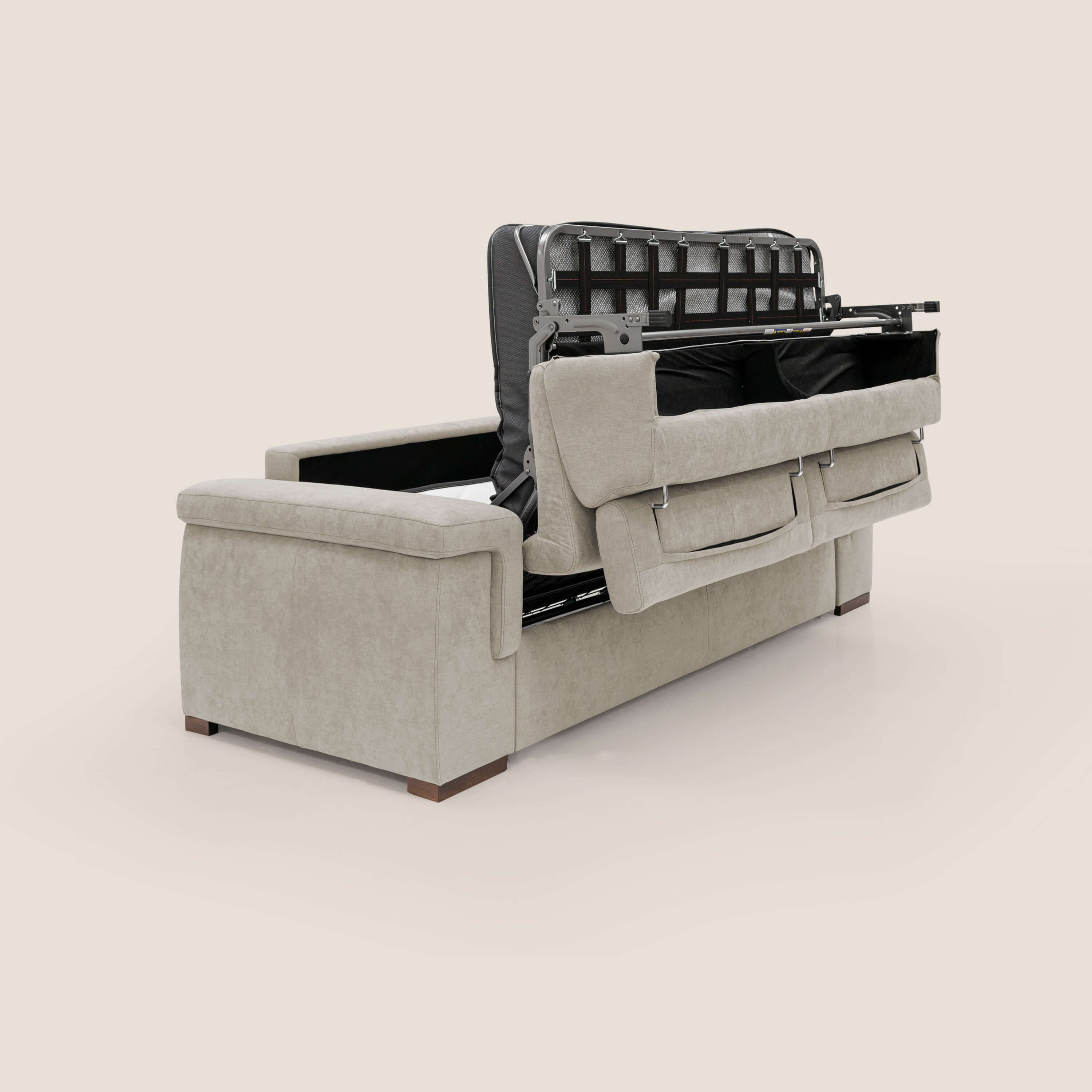 Giunone canapé convertible avec matelas de 18 cm et têtières inclinables en tissu imperméable T02 crème - Image 4