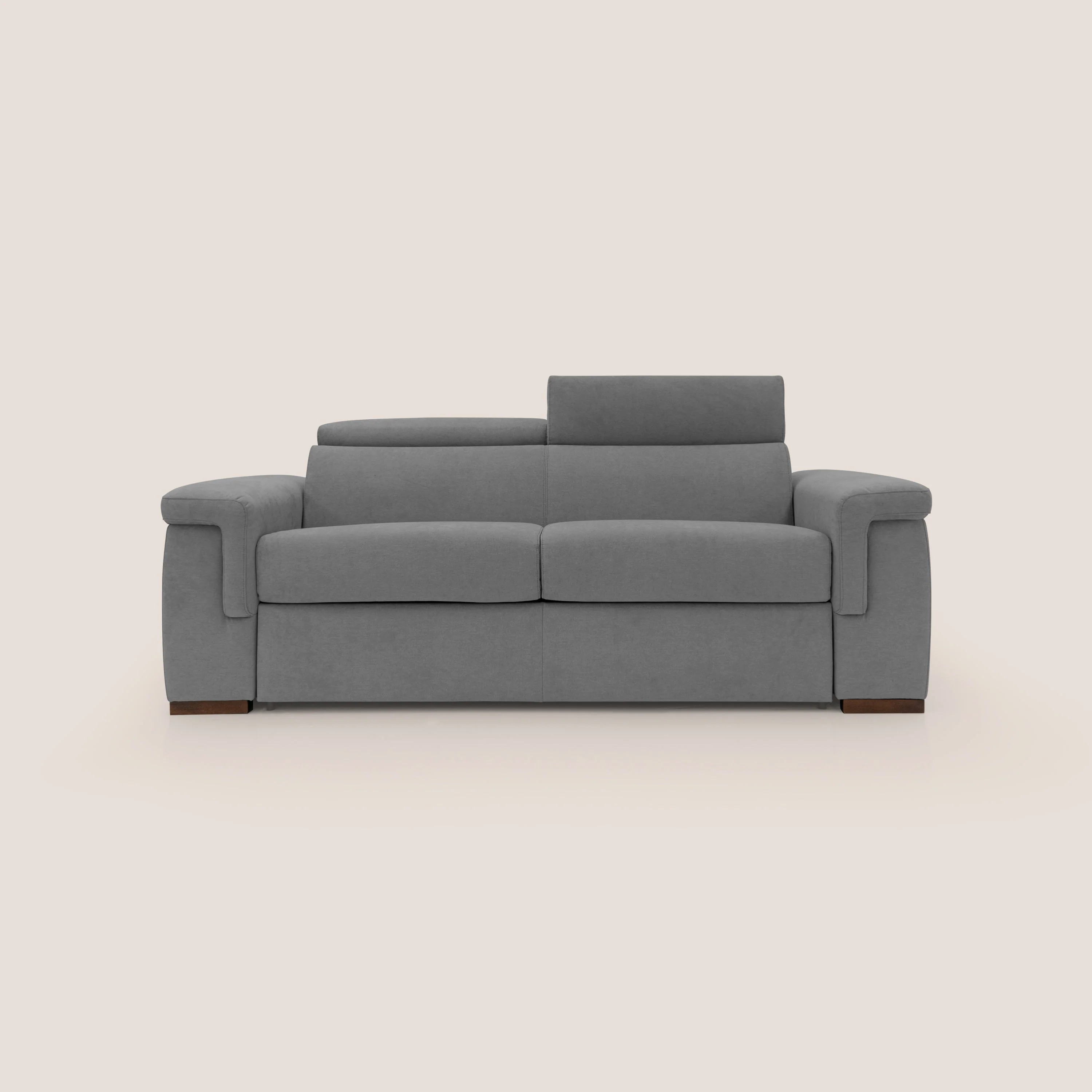 Giunone canapĂ© convertible avec matelas de 18 cm et tĂȘtiĂšres inclinables en tissu impermĂ©able T02 gris