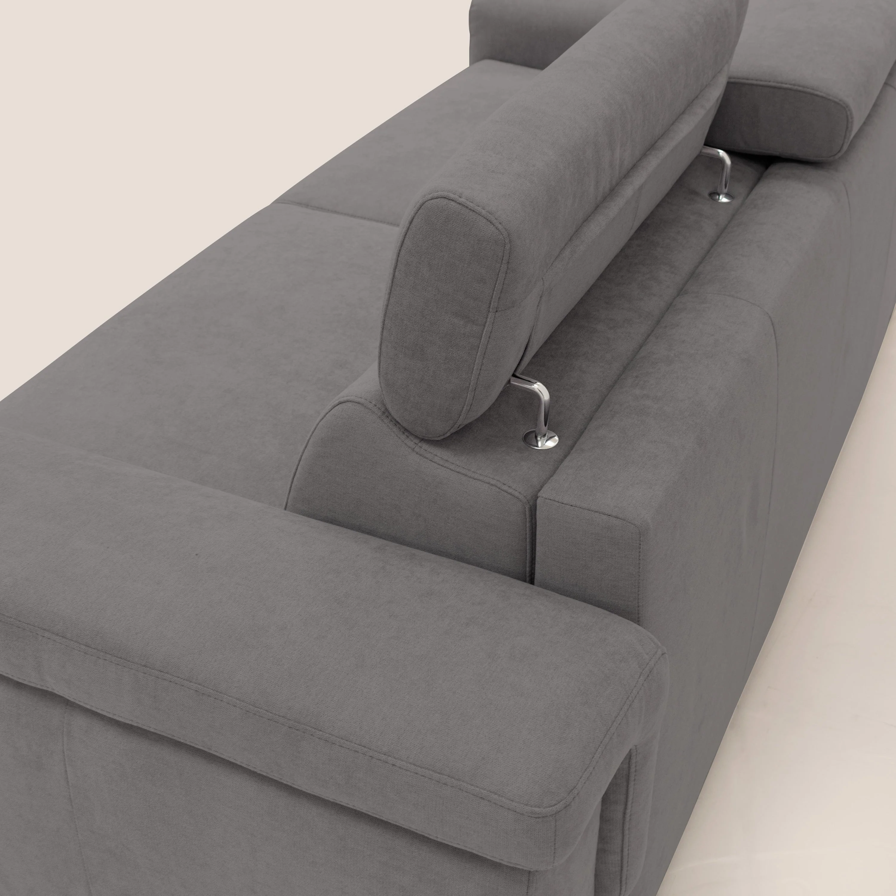 Giunone canapĂ© convertible avec matelas de 18 cm et tĂȘtiĂšres inclinables en tissu impermĂ©able T02 gris - Image 11