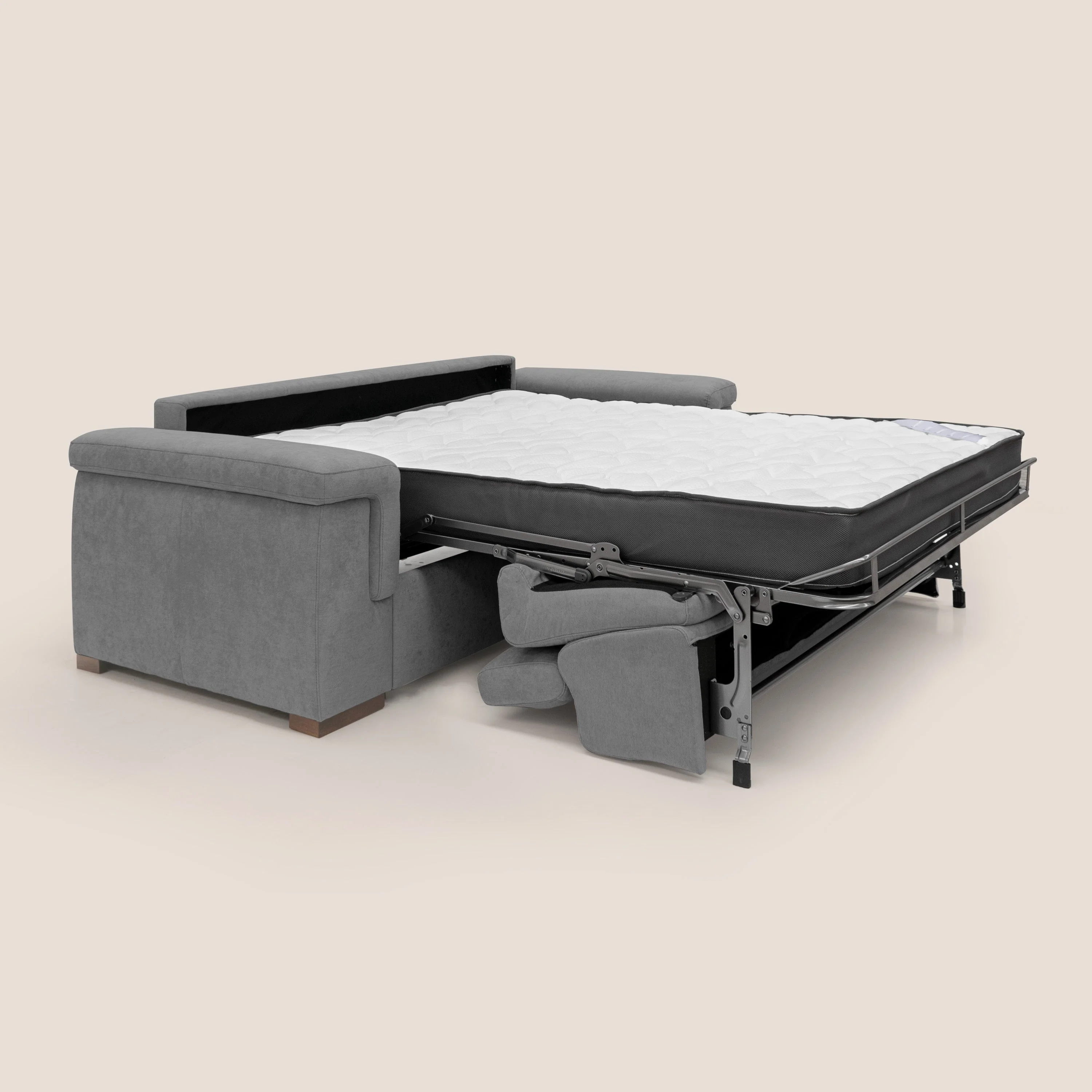 Giunone canapĂ© convertible avec matelas de 18 cm et tĂȘtiĂšres inclinables en tissu impermĂ©able T02 gris - Image 2
