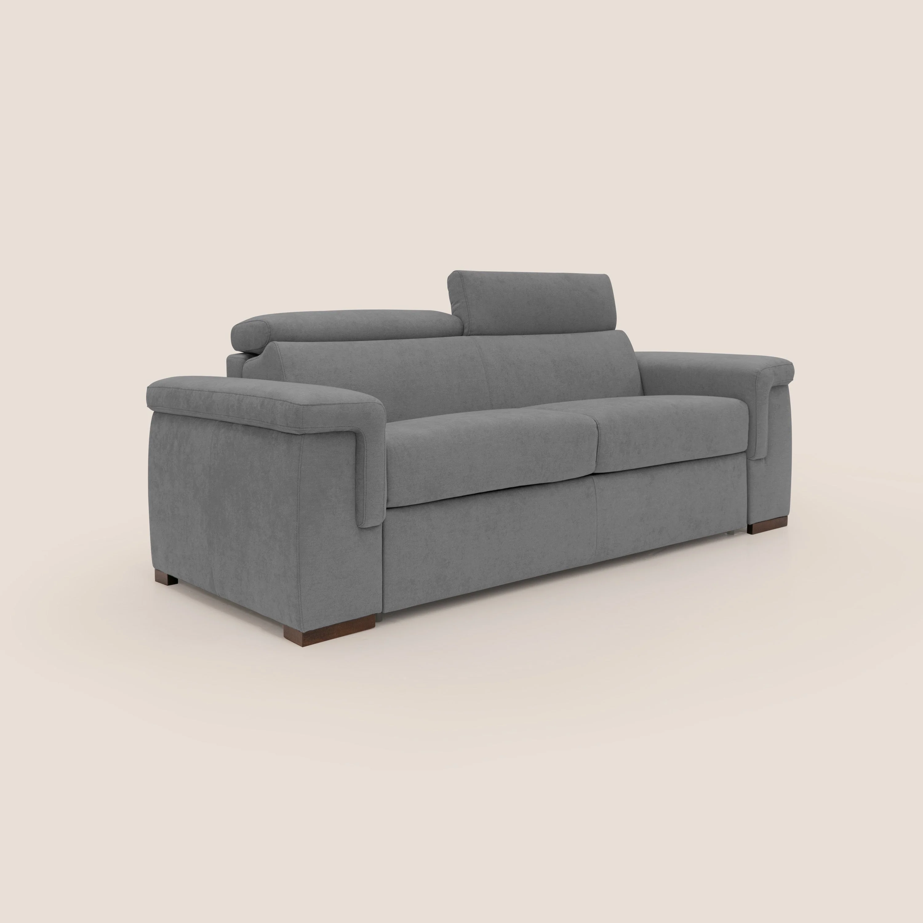Giunone canapĂ© convertible avec matelas de 18 cm et tĂȘtiĂšres inclinables en tissu impermĂ©able T02 gris - Image 4