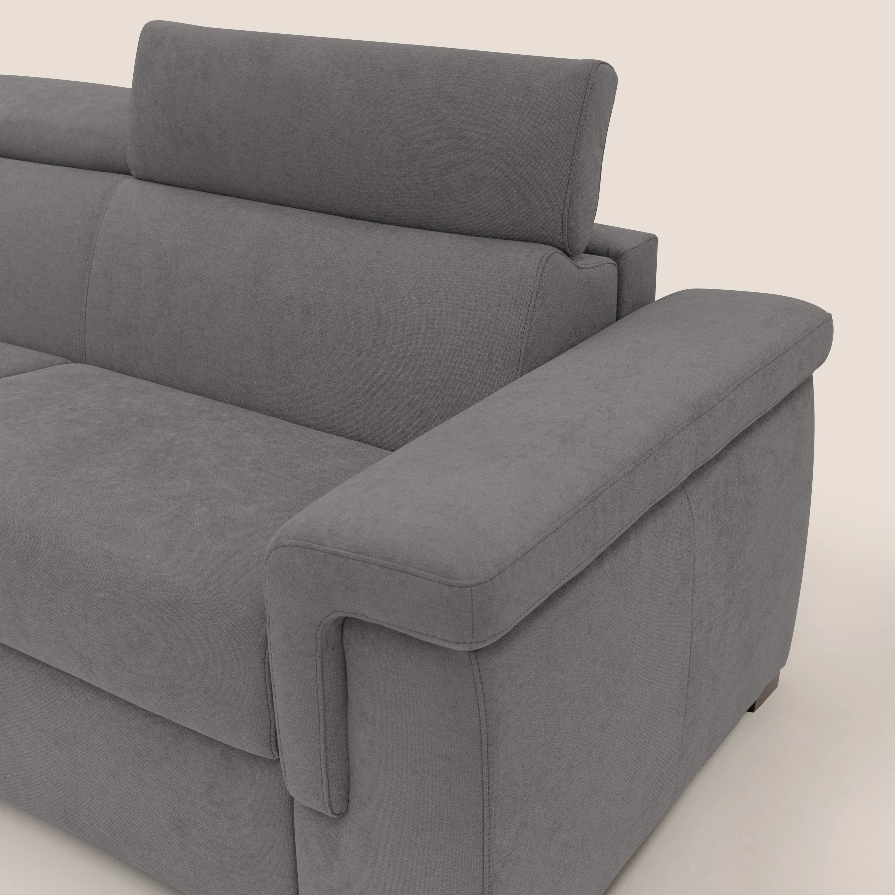 Giunone canapĂ© convertible avec matelas de 18 cm et tĂȘtiĂšres inclinables en tissu impermĂ©able T02 gris - Image 5