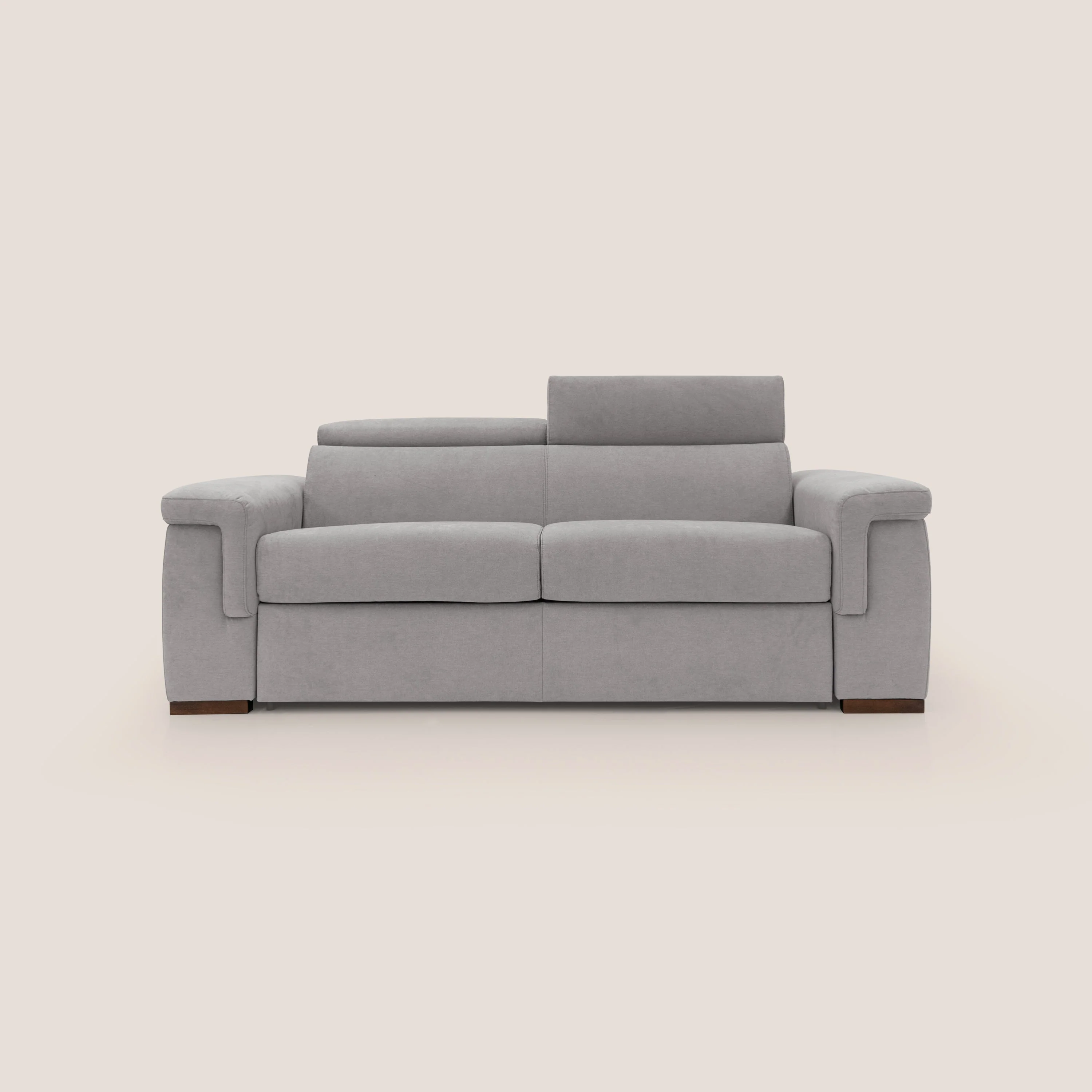 Giunone canapĂ© convertible avec matelas de 18 cm et tĂȘtiĂšres inclinables en tissu impermĂ©able T02 gris clair