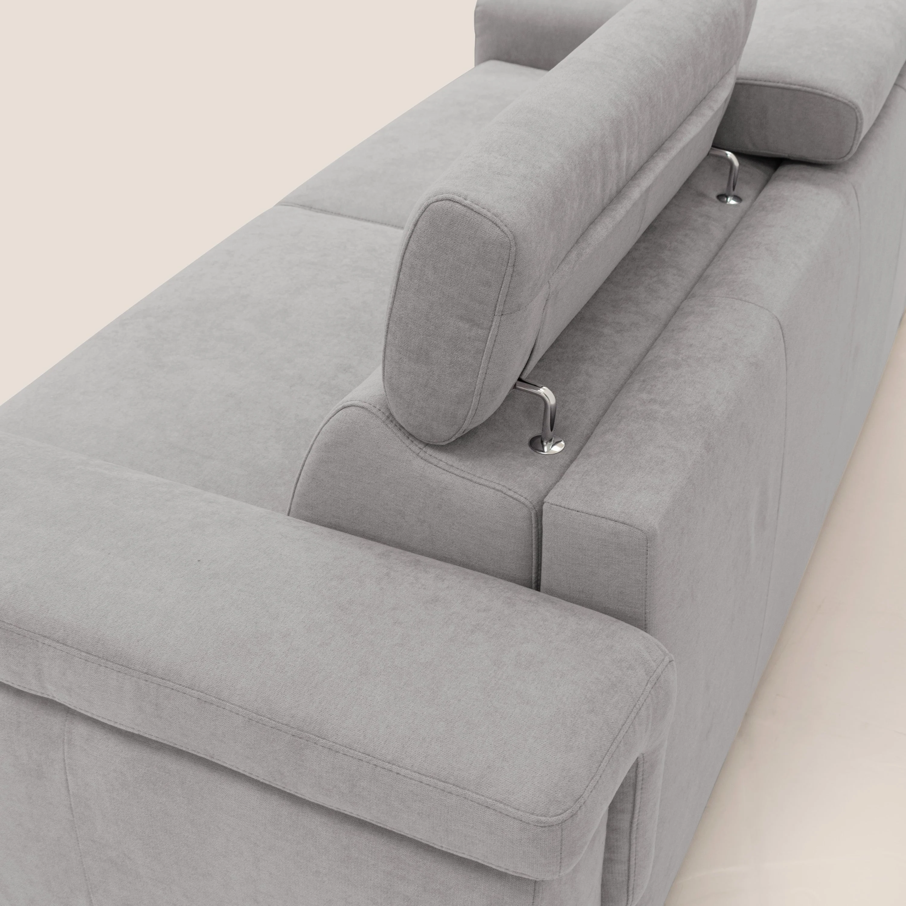 Giunone canapĂ© convertible avec matelas de 18 cm et tĂȘtiĂšres inclinables en tissu impermĂ©able T02 gris clair - Image 11