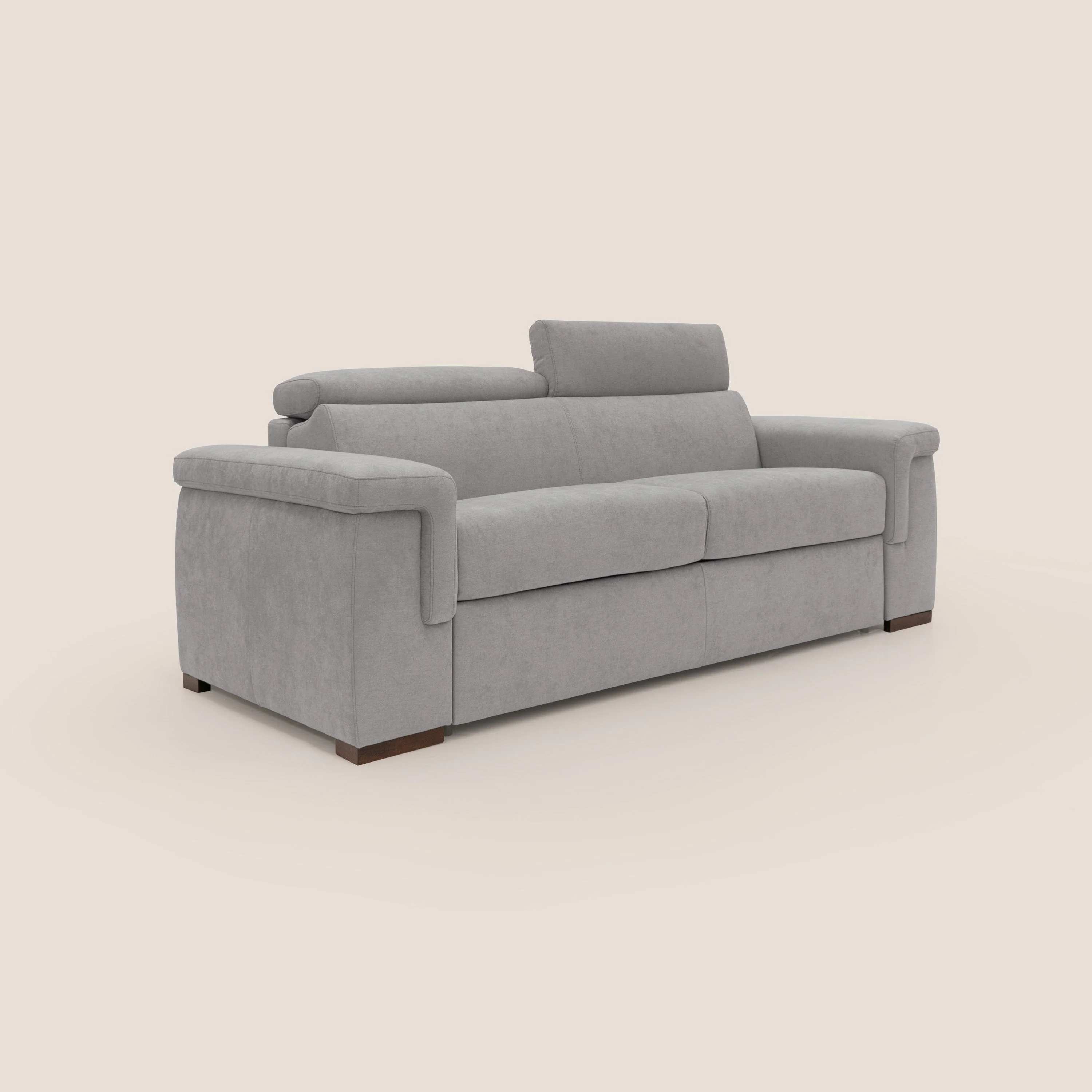 Giunone canapĂ© convertible avec matelas de 18 cm et tĂȘtiĂšres inclinables en tissu impermĂ©able T02 gris clair - Image 4