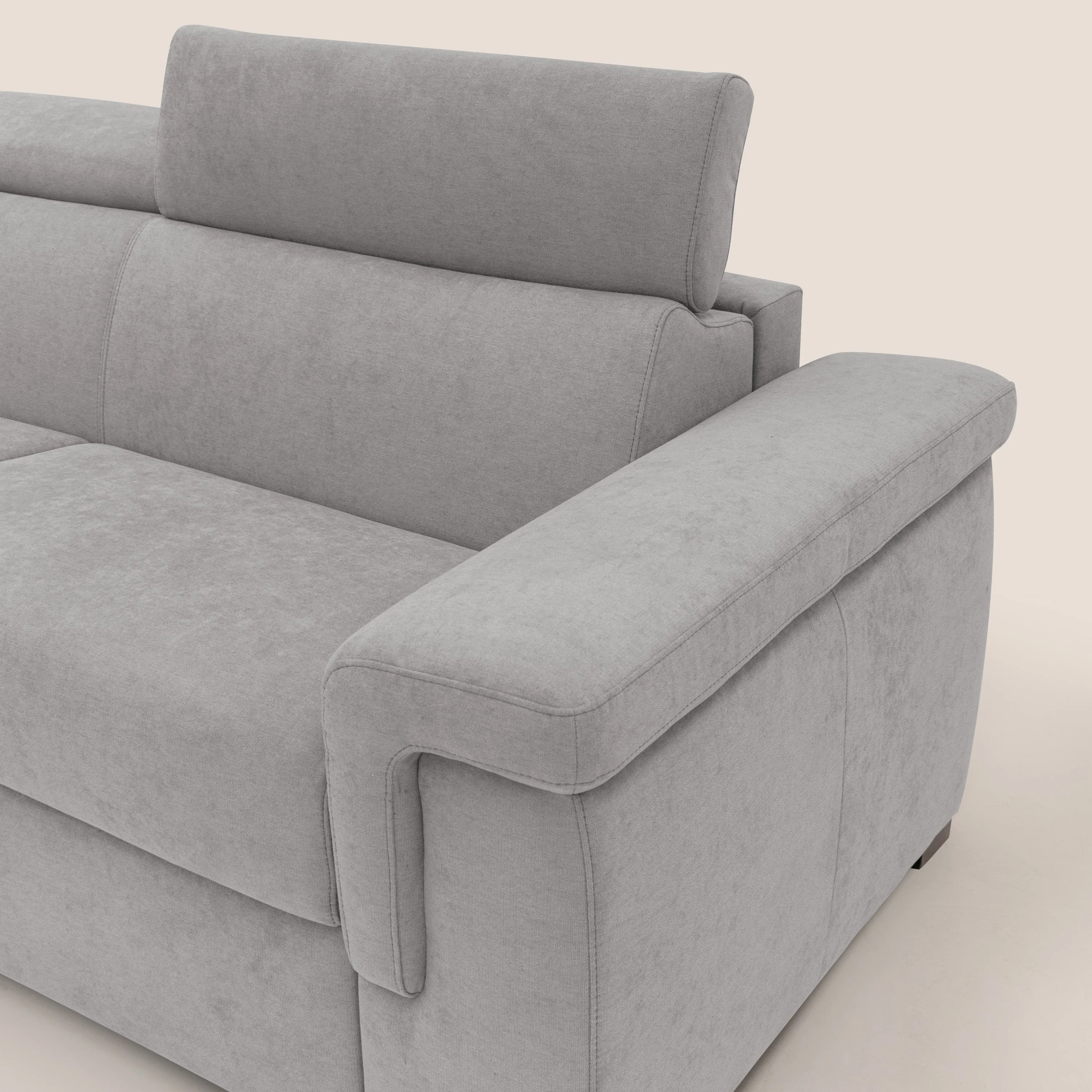 Giunone canapĂ© convertible avec matelas de 18 cm et tĂȘtiĂšres inclinables en tissu impermĂ©able T02 gris clair - Image 5