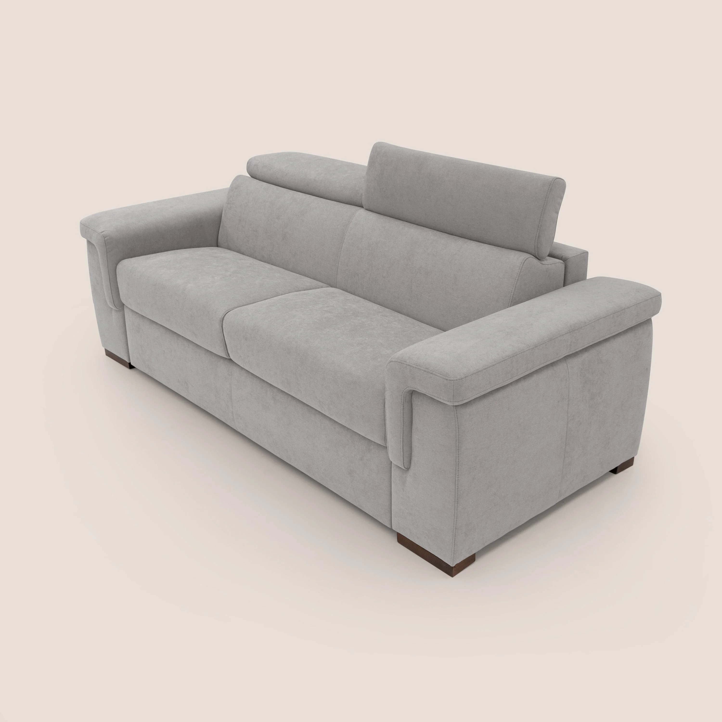 Giunone canapĂ© convertible avec matelas de 18 cm et tĂȘtiĂšres inclinables en tissu impermĂ©able T02 gris clair - Image 6