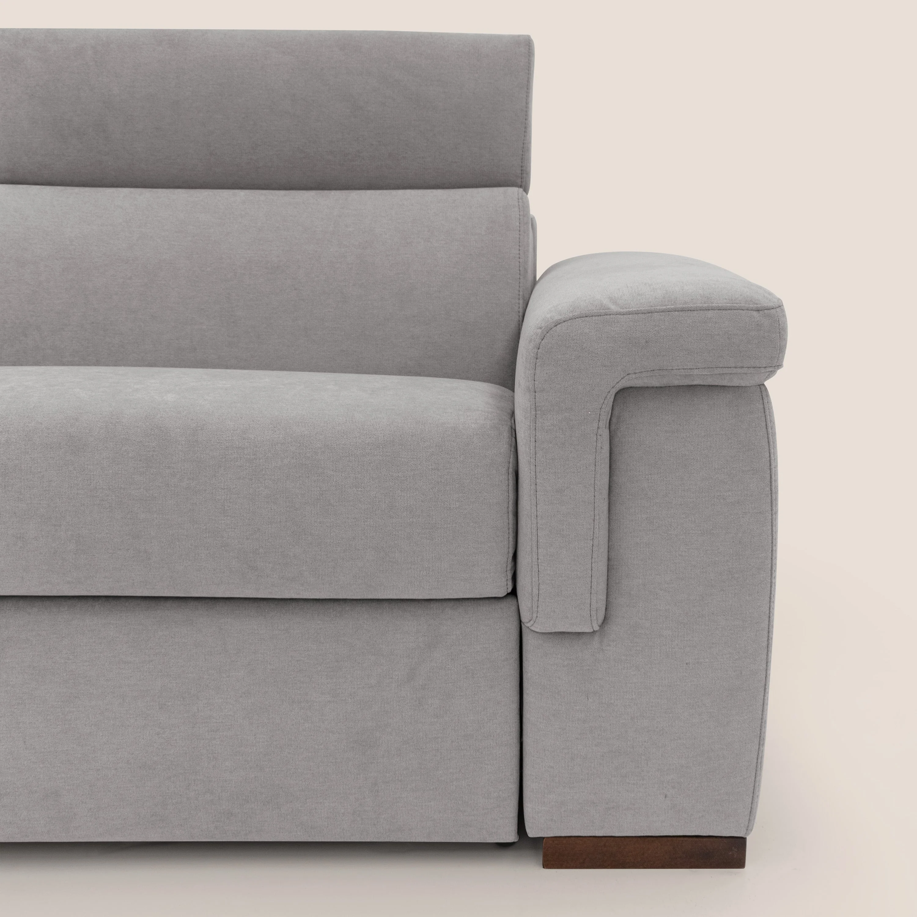 Giunone canapĂ© convertible avec matelas de 18 cm et tĂȘtiĂšres inclinables en tissu impermĂ©able T02 gris clair - Image 8