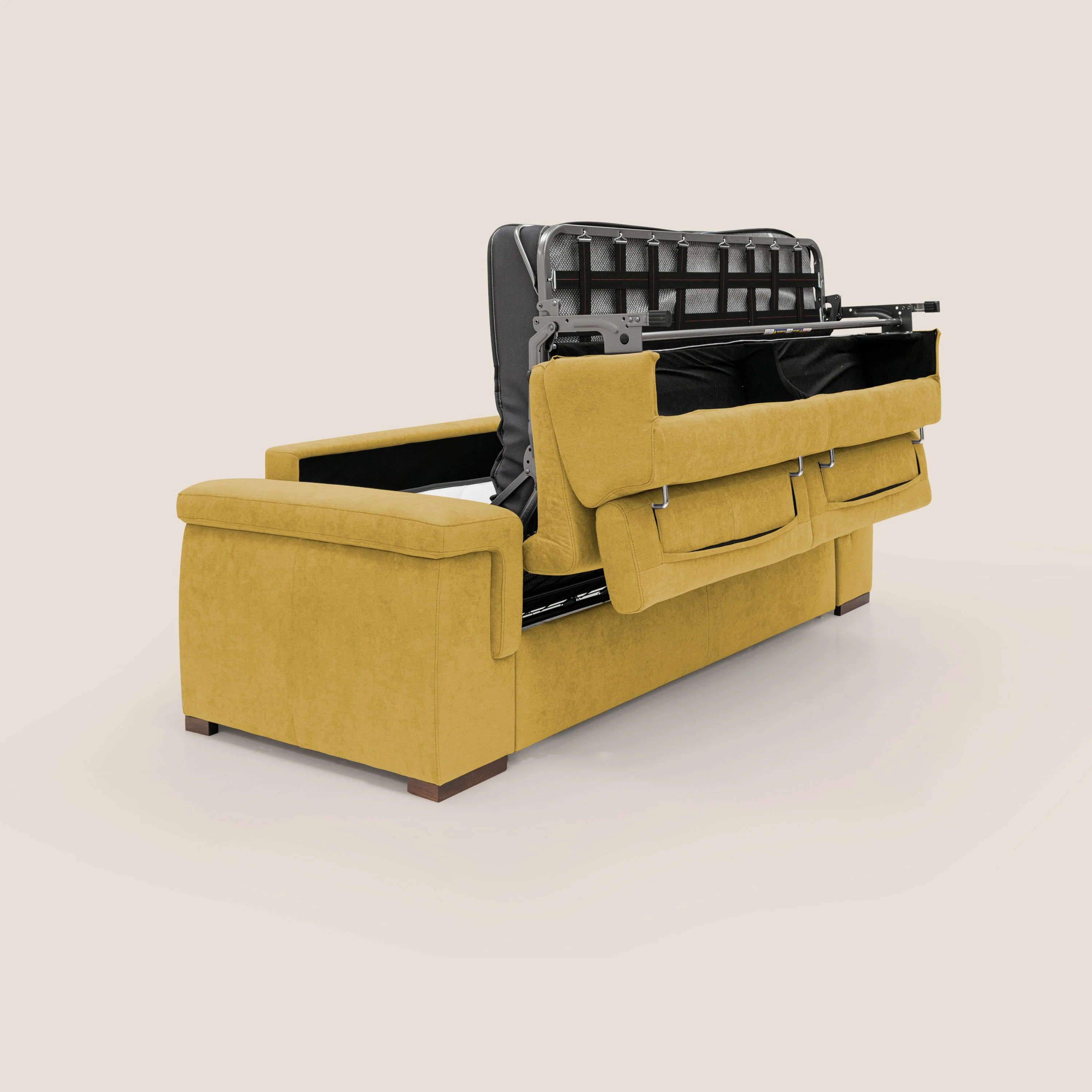 Giunone canapé convertible avec matelas de 18 cm et têtières inclinables en tissu imperméable T02 jaune - Image 3