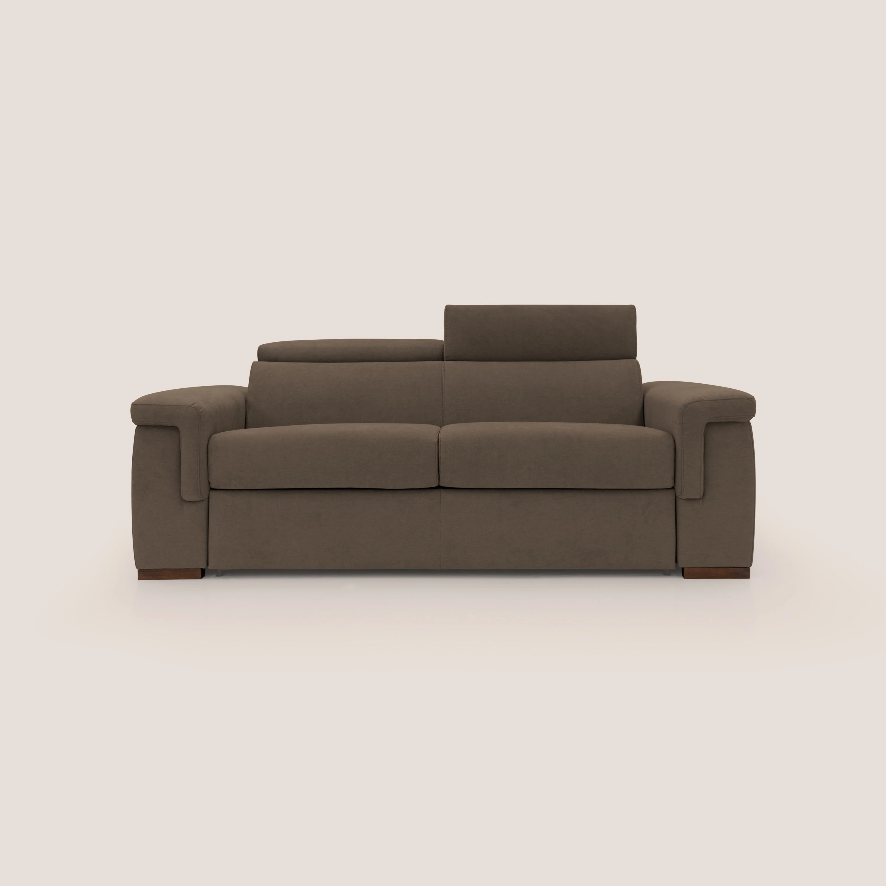 Giunone canapĂ© convertible avec matelas de 18 cm et tĂȘtiĂšres inclinables en tissu impermĂ©able T02 marron