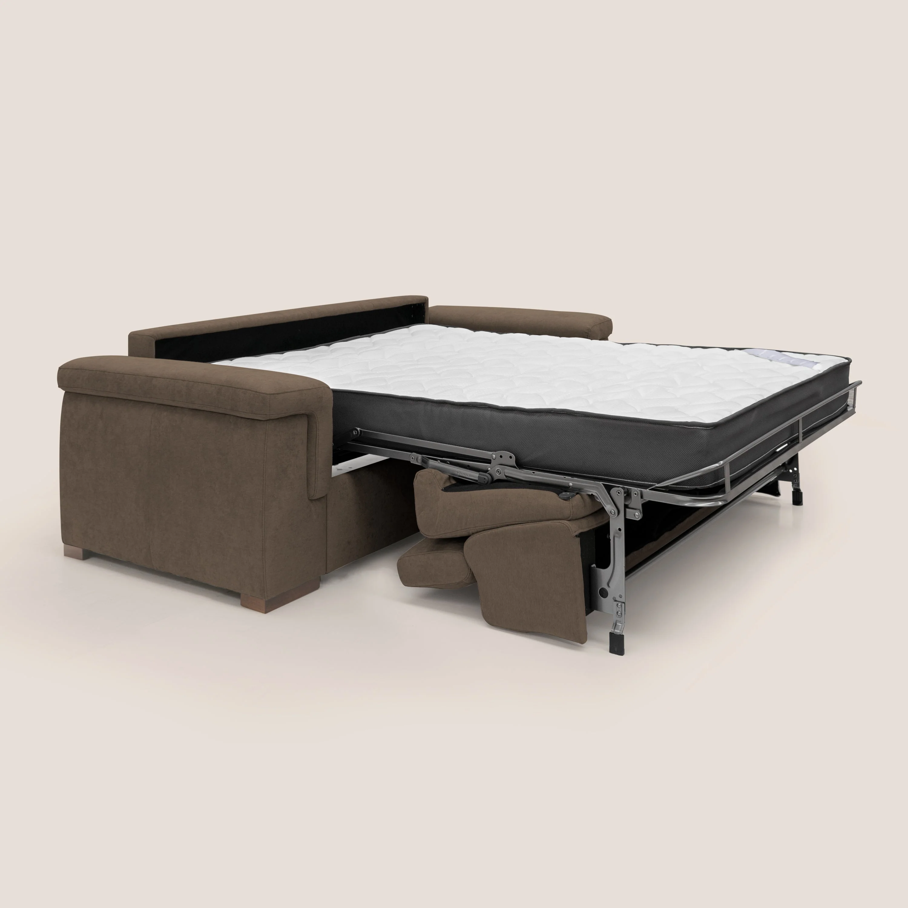 Giunone canapĂ© convertible avec matelas de 18 cm et tĂȘtiĂšres inclinables en tissu impermĂ©able T02 marron - Image 2