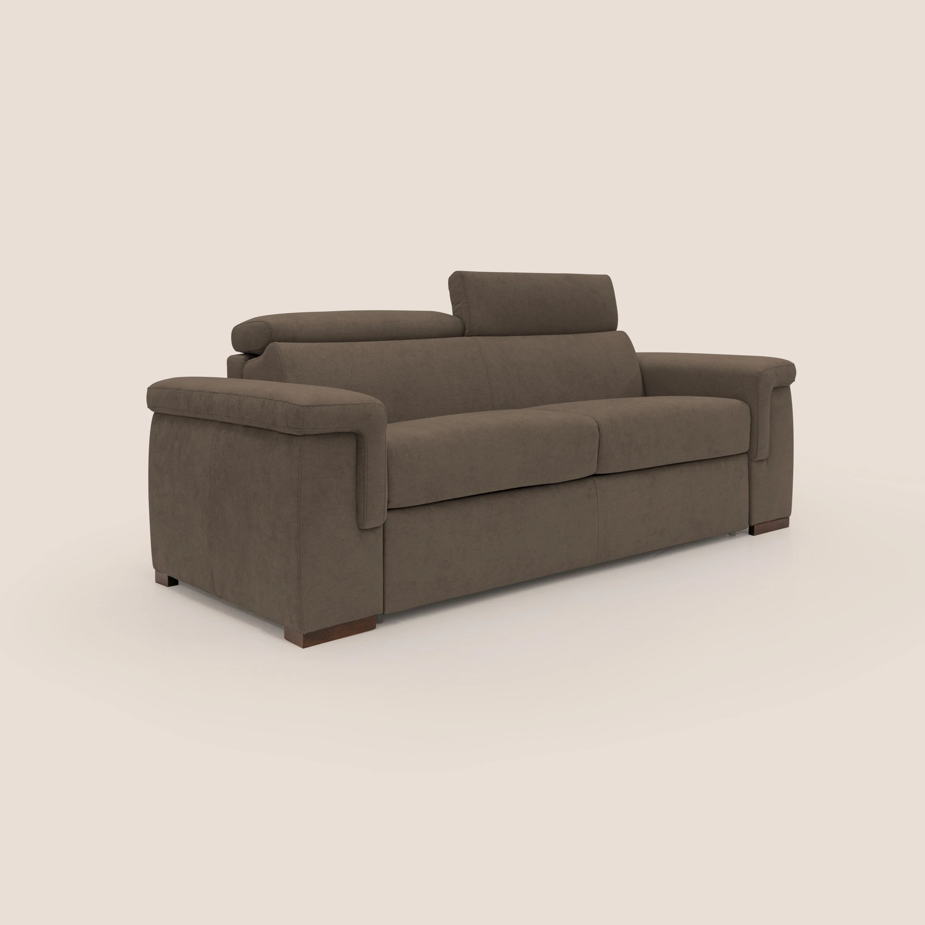 Giunone canapĂ© convertible avec matelas de 18 cm et tĂȘtiĂšres inclinables en tissu impermĂ©able T02 marron - Image 4