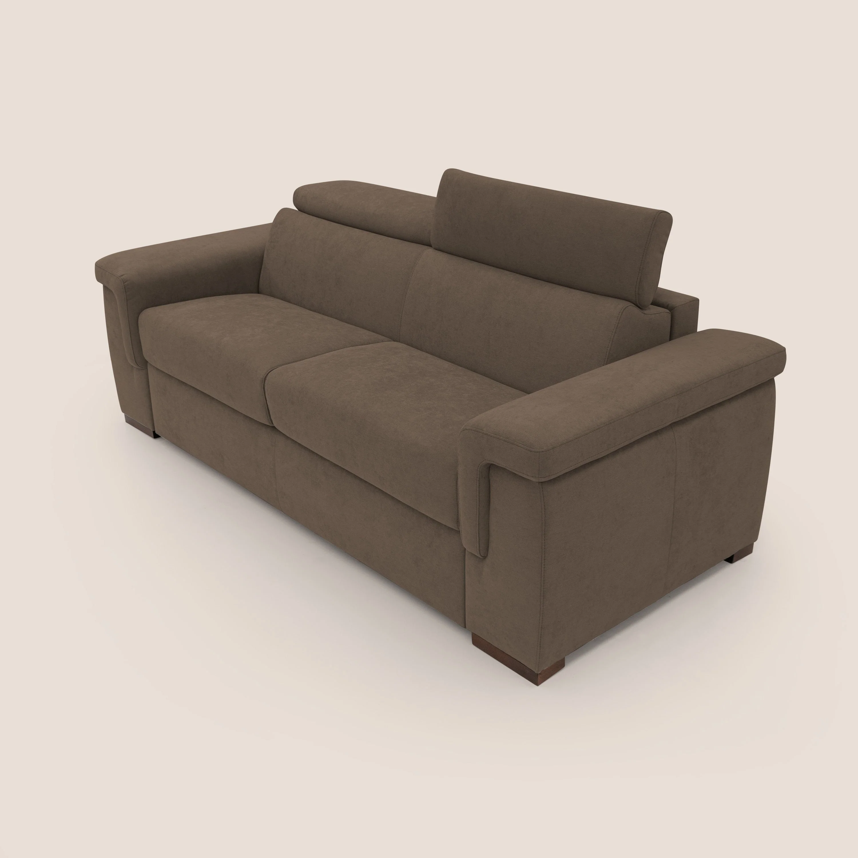 Giunone canapĂ© convertible avec matelas de 18 cm et tĂȘtiĂšres inclinables en tissu impermĂ©able T02 marron - Image 6