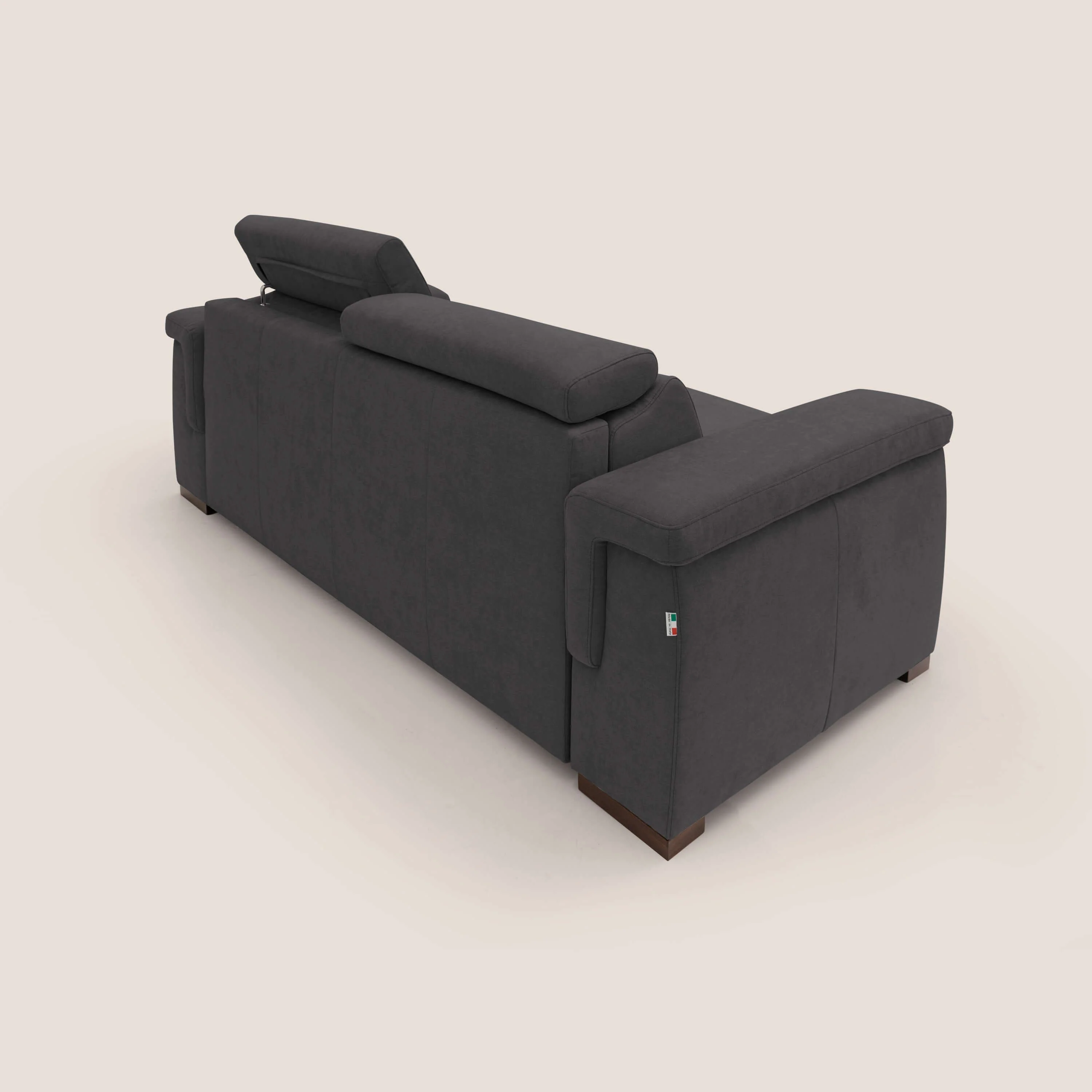 Giunone canapĂ© convertible avec matelas de 18 cm et tĂȘtiĂšres inclinables en tissu impermĂ©able T02 noir - Image 10