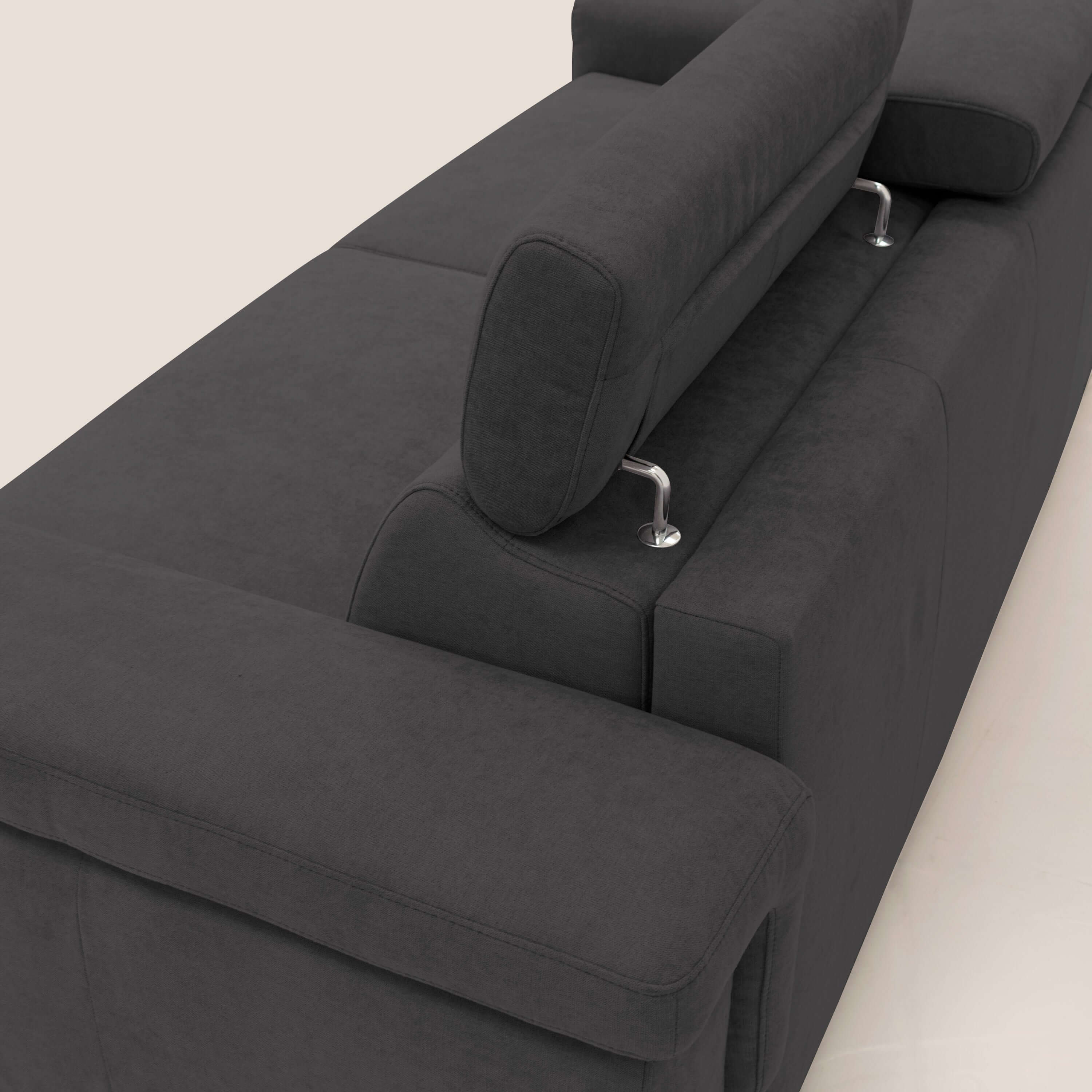 Giunone canapĂ© convertible avec matelas de 18 cm et tĂȘtiĂšres inclinables en tissu impermĂ©able T02 noir - Image 11