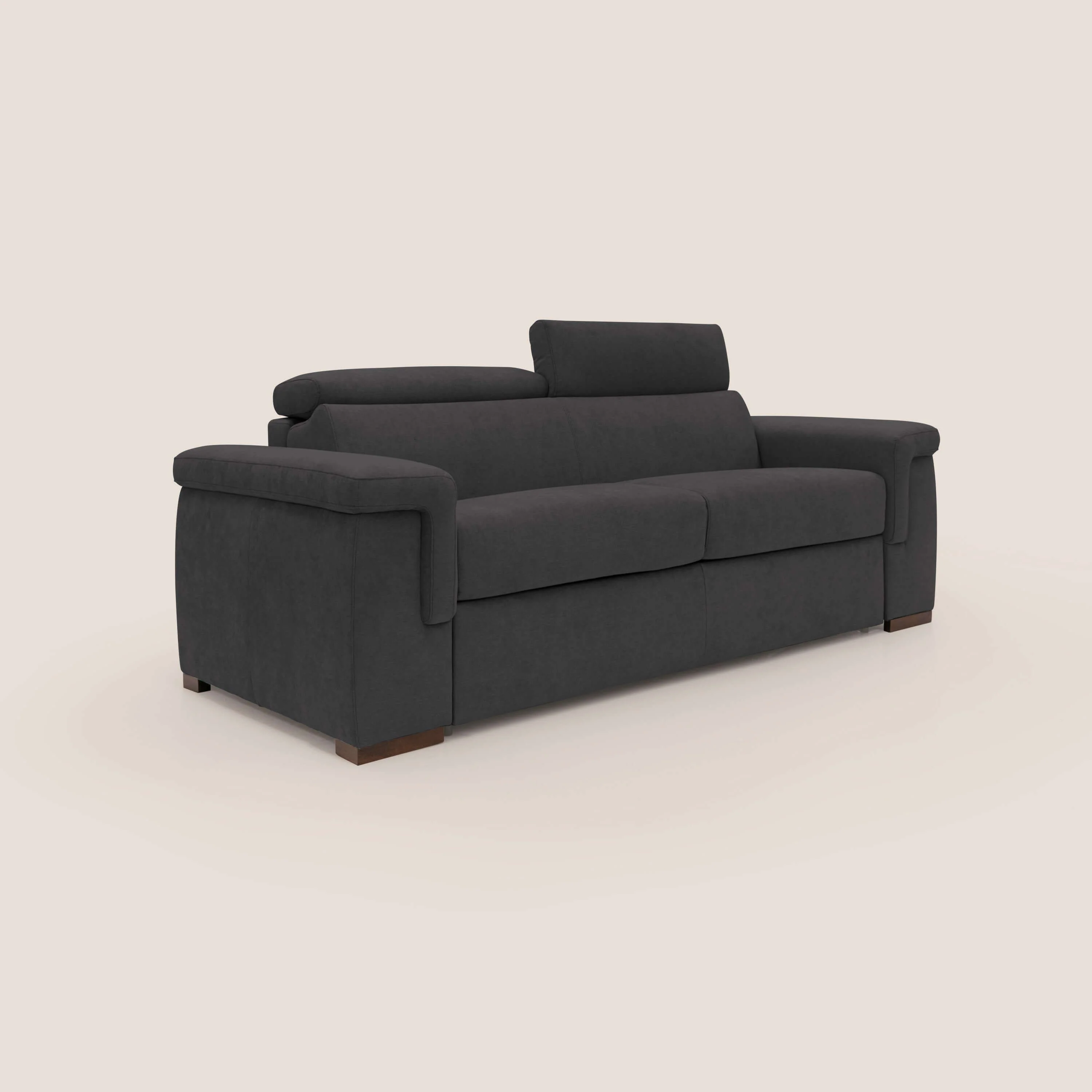 Giunone canapĂ© convertible avec matelas de 18 cm et tĂȘtiĂšres inclinables en tissu impermĂ©able T02 noir - Image 4