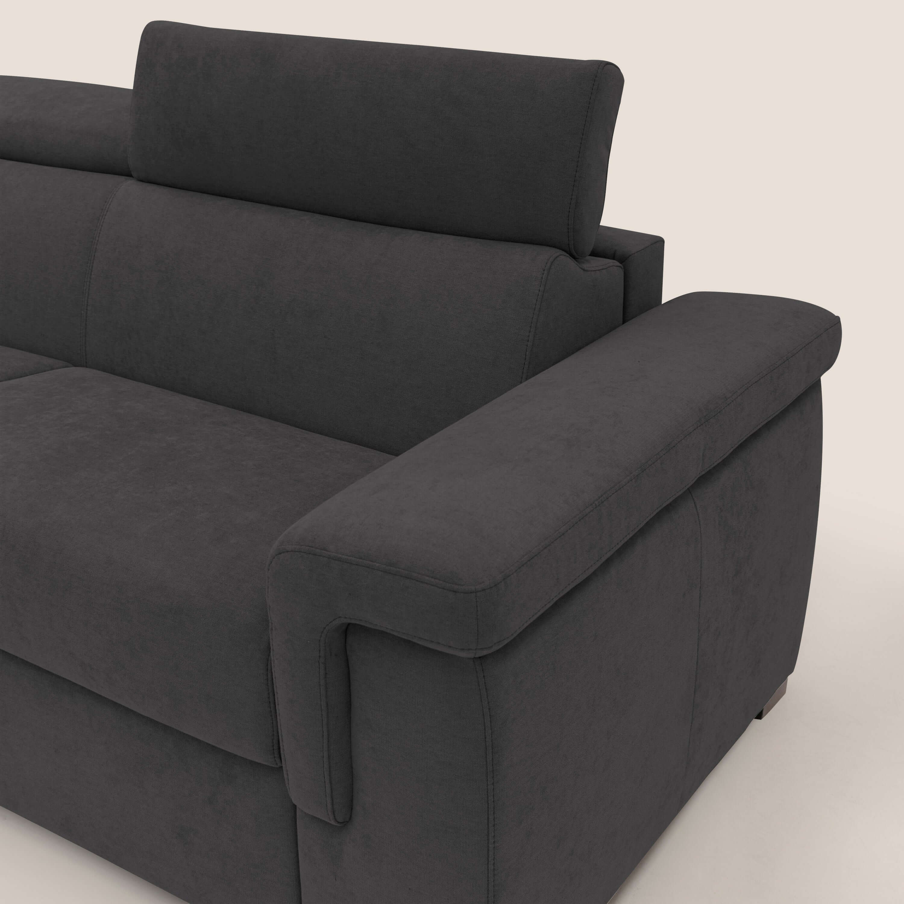 Giunone canapĂ© convertible avec matelas de 18 cm et tĂȘtiĂšres inclinables en tissu impermĂ©able T02 noir - Image 5