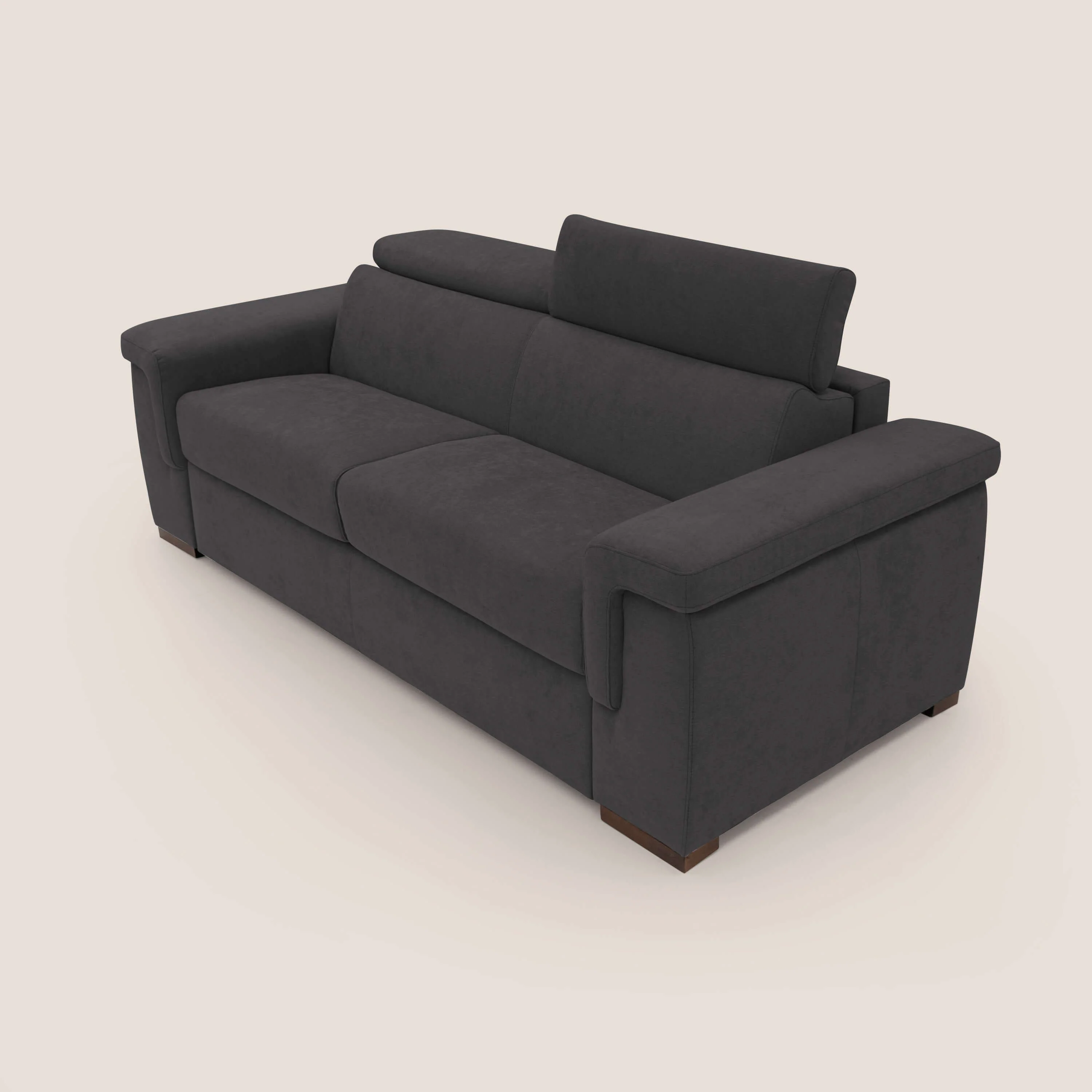 Giunone canapĂ© convertible avec matelas de 18 cm et tĂȘtiĂšres inclinables en tissu impermĂ©able T02 noir - Image 6