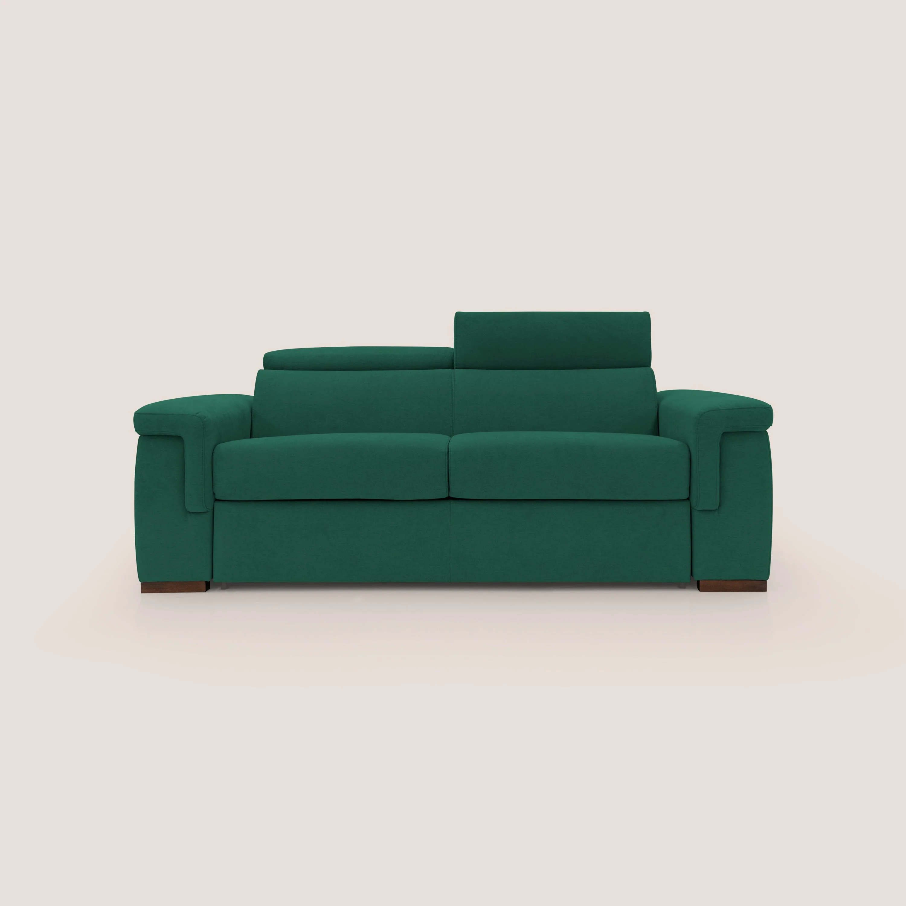 Giunone canapé convertible avec matelas de 18 cm et têtières inclinables en tissu imperméable T02 vert